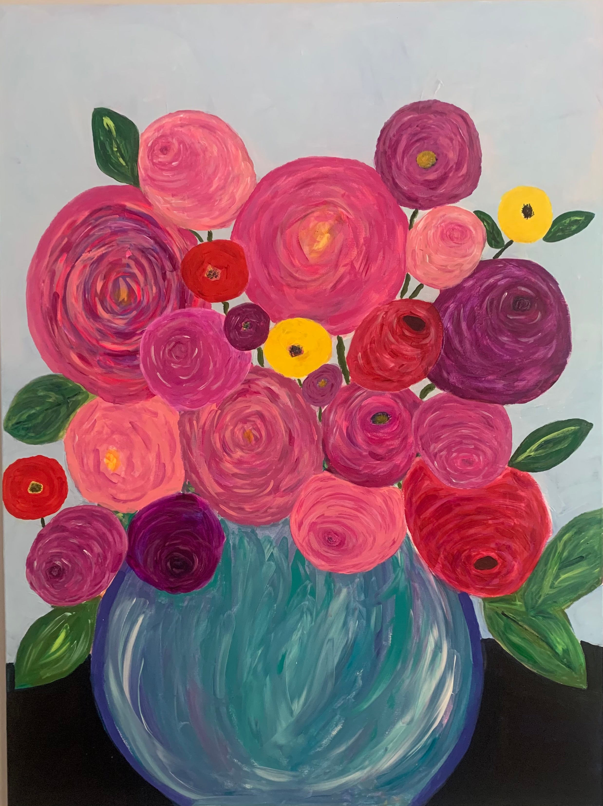 Wall Art, Joyful Blooms, Abstract Flowers, Acrylic Canvas