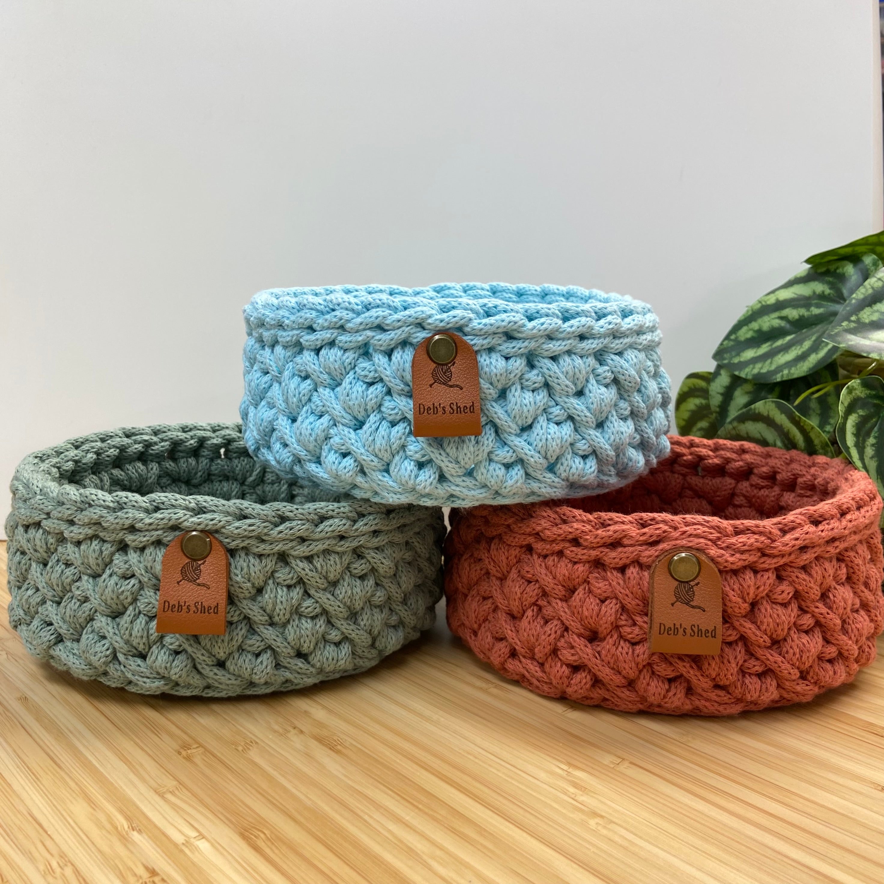 Crochet Basket - Round - Cotton Cord - Diagonal