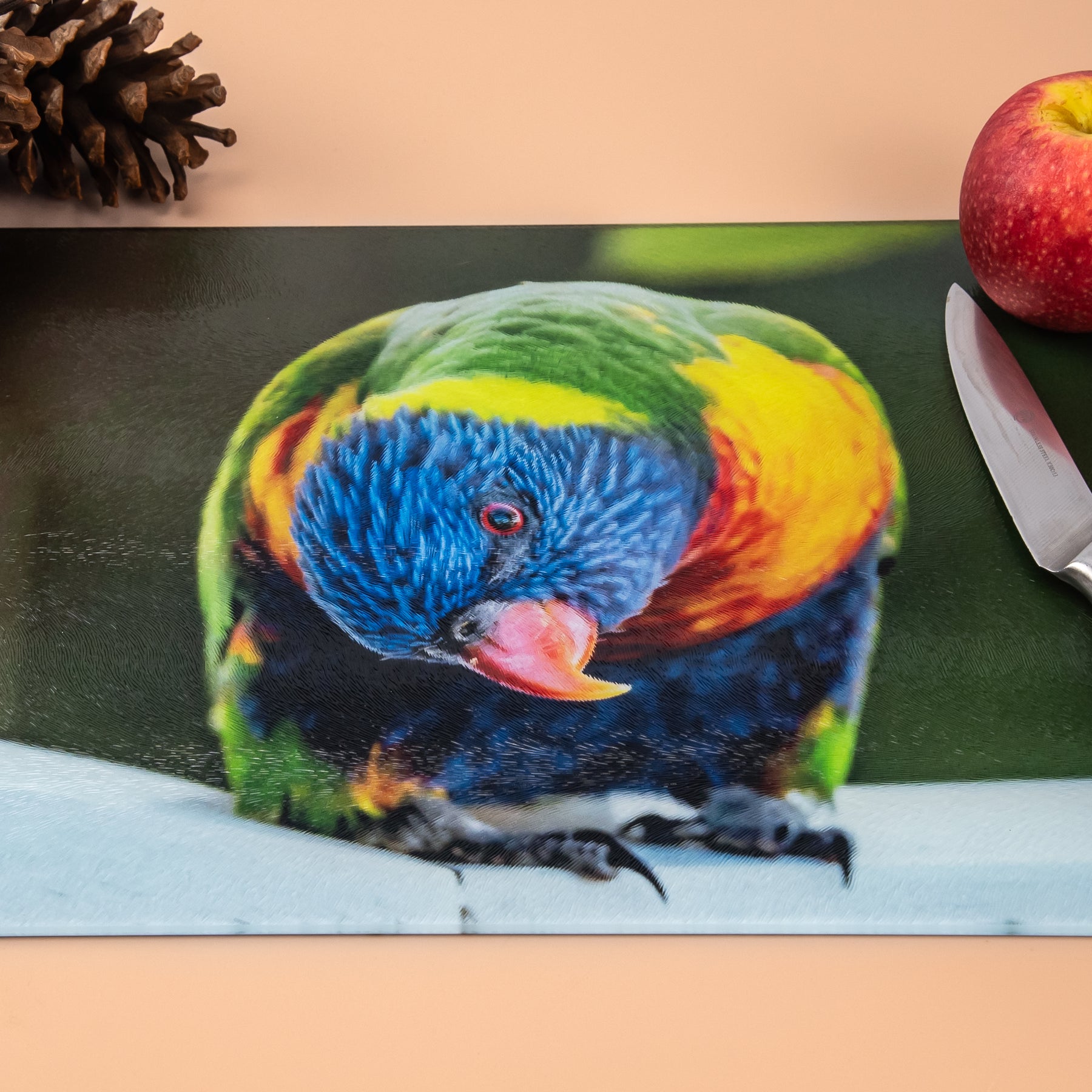 Rainbow Lorikeet Chopping Board - Tempered Glass