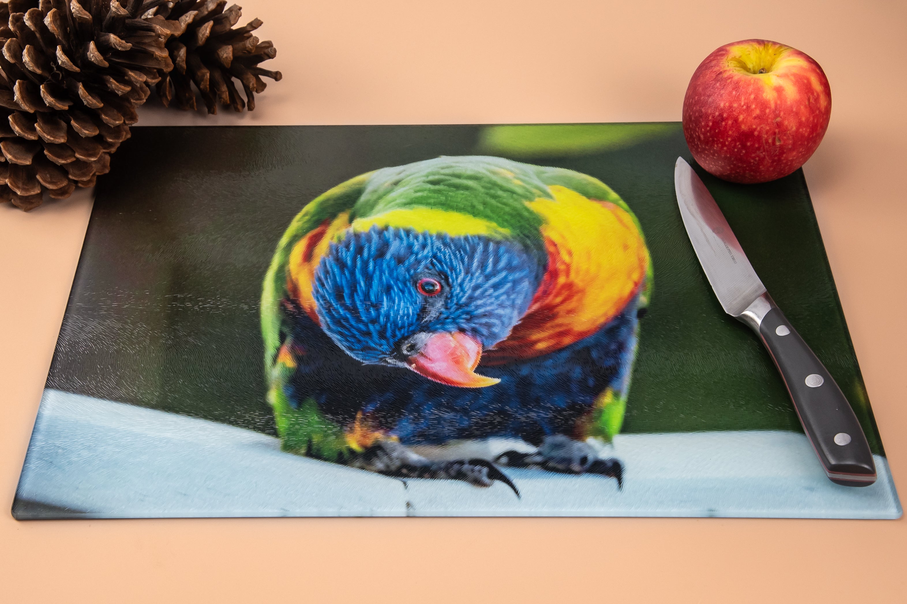 Rainbow Lorikeet Chopping Board - Tempered Glass