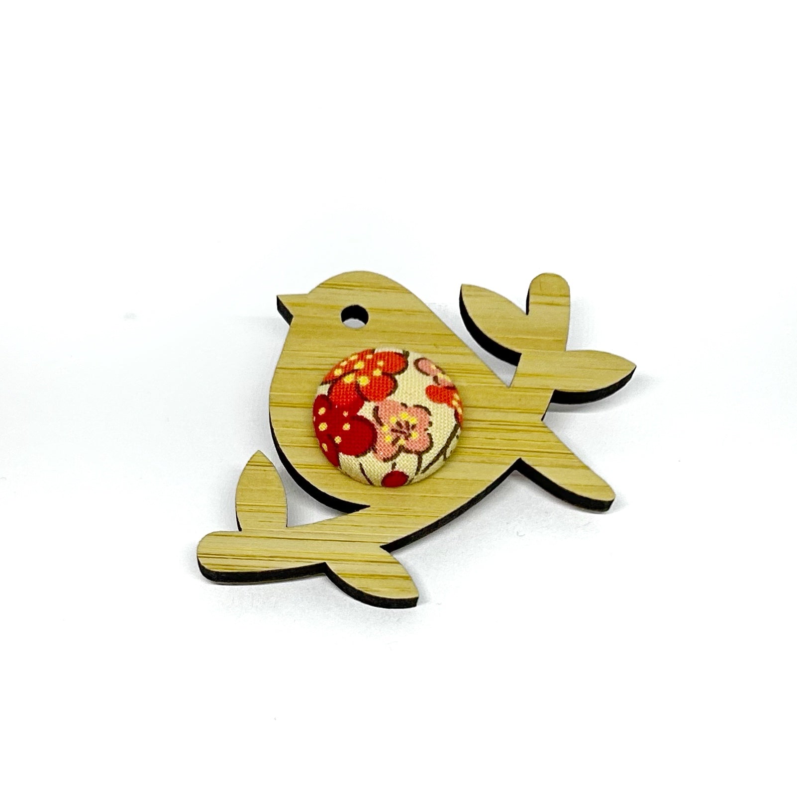 Kimono Bird Brooch - Pink Cherry Blossom