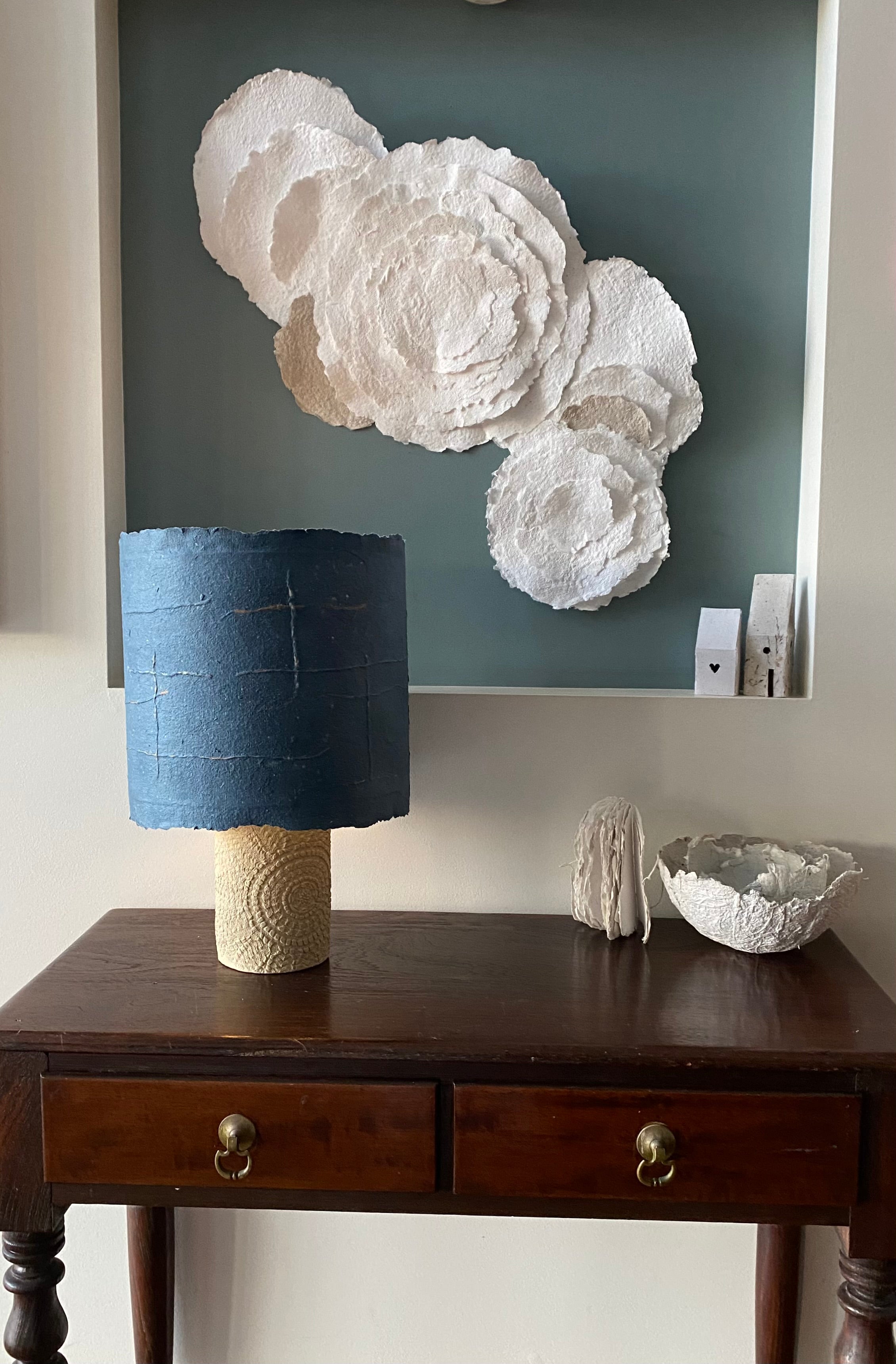 Lampshade "Steely Blue Handmade Paper"  30cm Lampshade