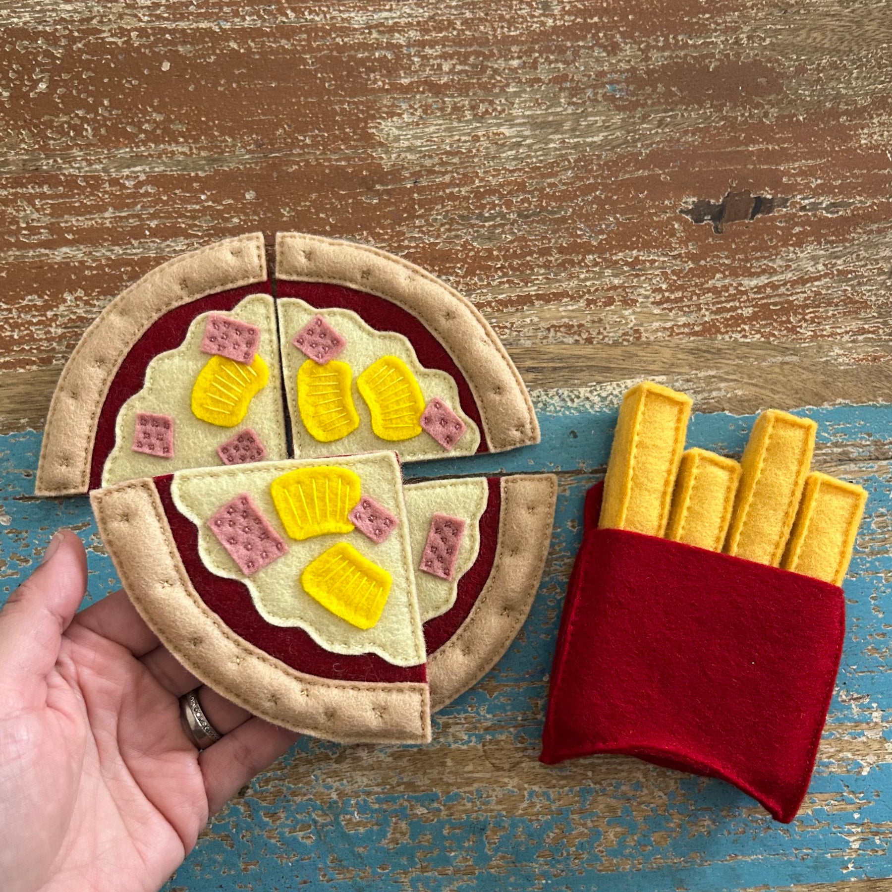Easy dinner, pizza and fries bundle, felt play food