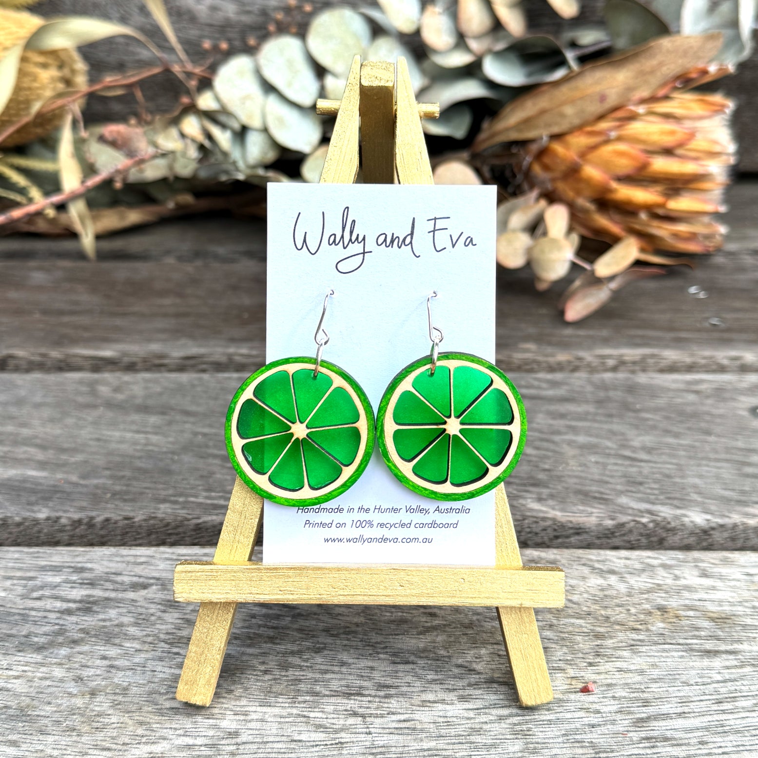 Lemon Slice Hand Painted Wood and Resin Earrings