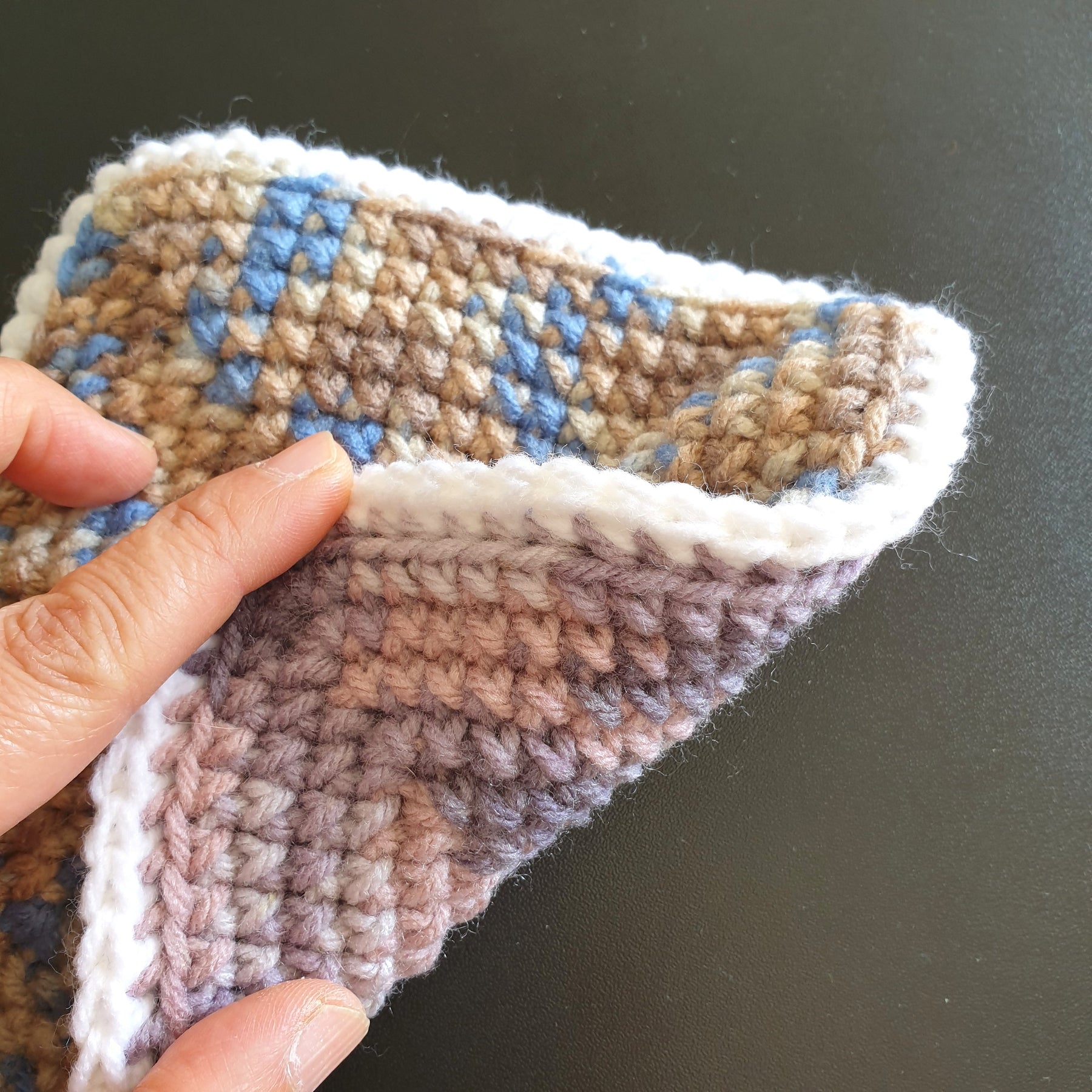 Hand Crochet Colourful Dots Thick Square Coaster : Two Sided , Double Sided