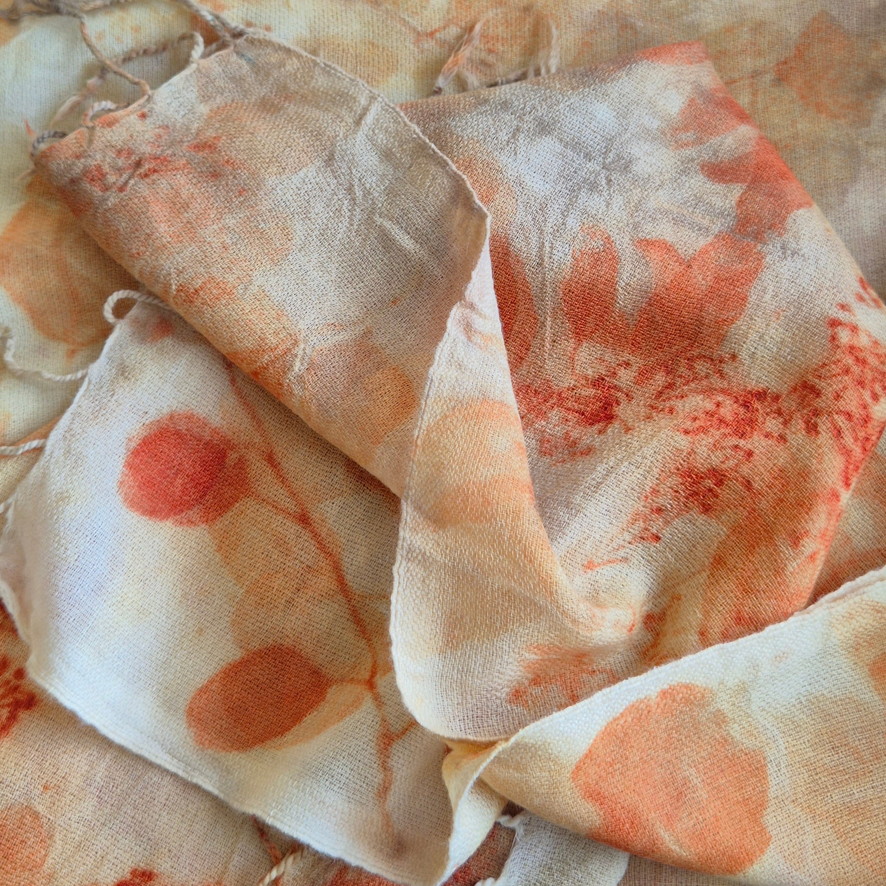 Wrap pure merino wool eucalyptus ecoprinted