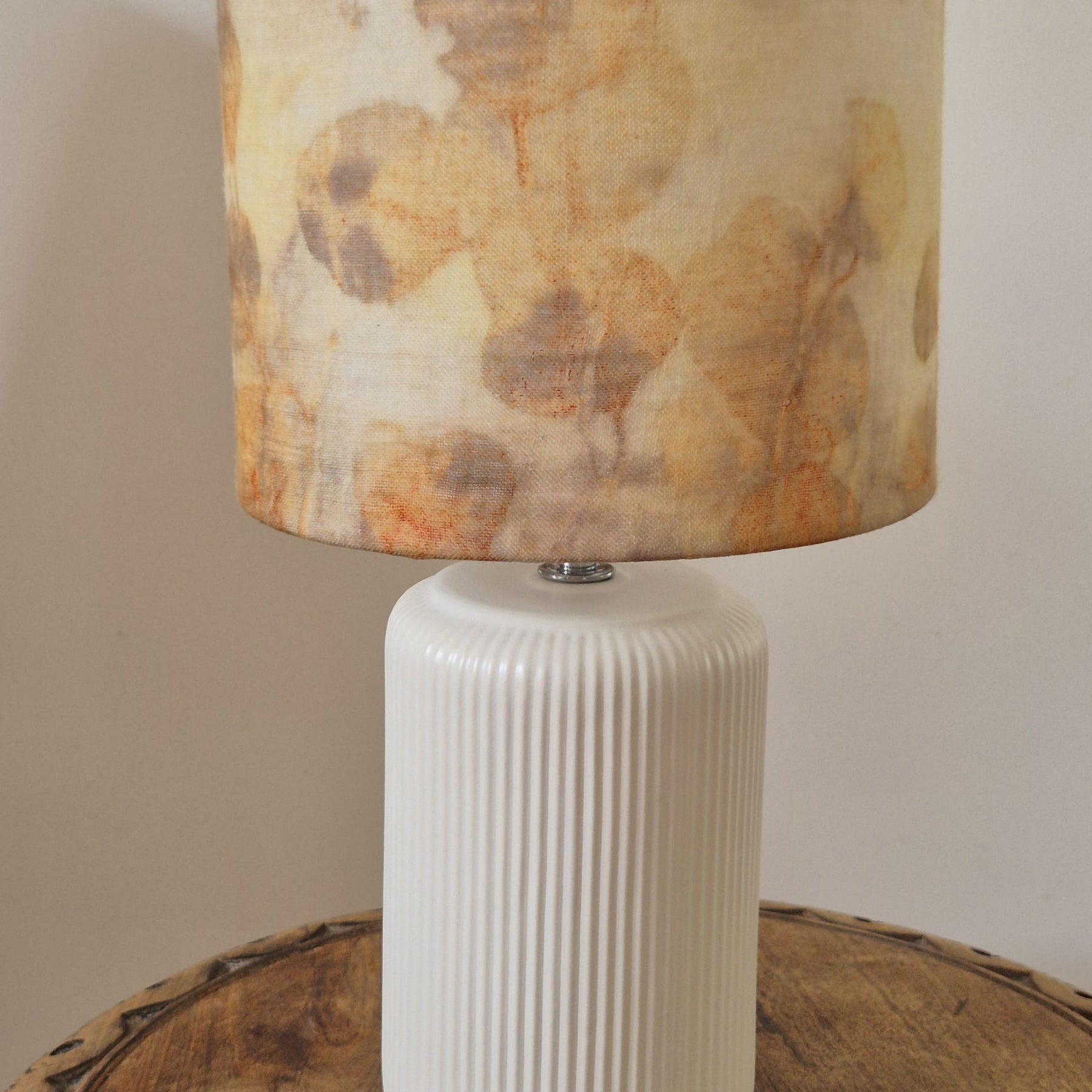 Unique lampshade ecoprinted eucalyptus on pure wool