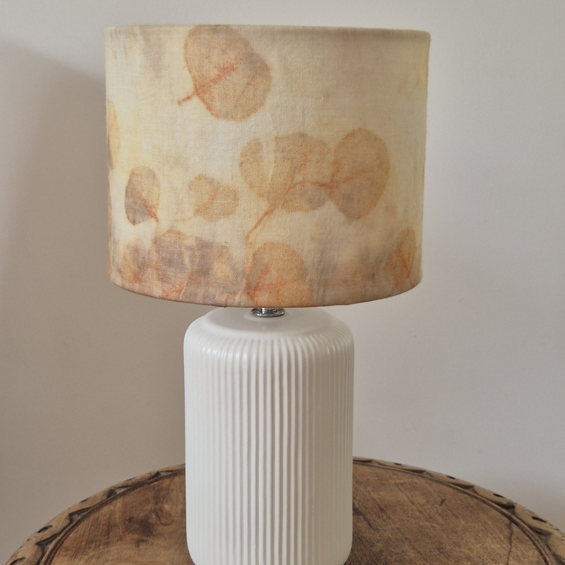Unique lampshade ecoprinted eucalyptus on pure wool