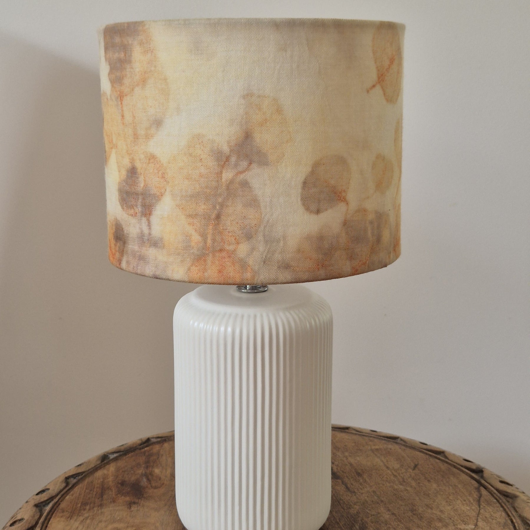 Unique lampshade ecoprinted eucalyptus on pure wool