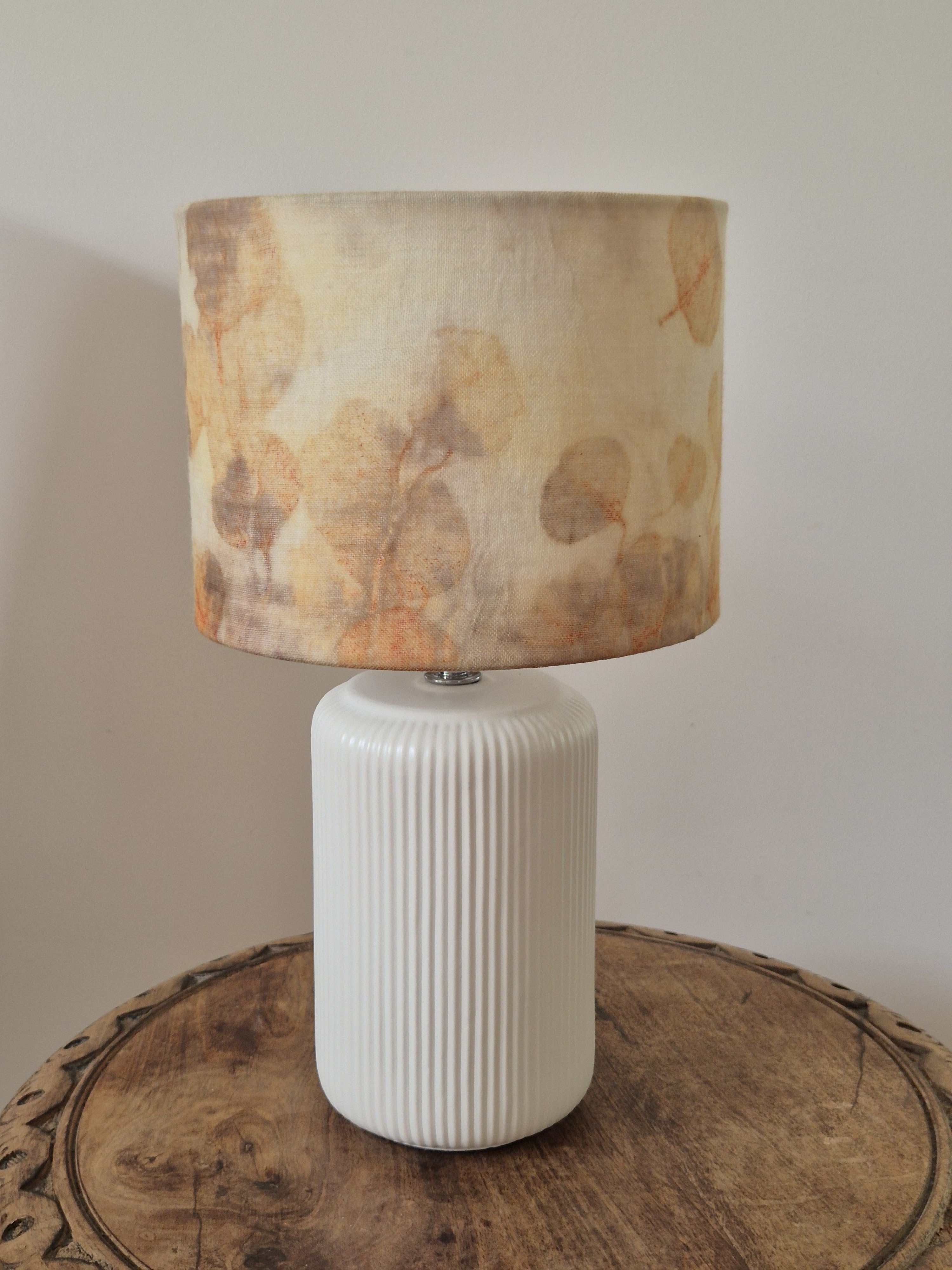 Unique lampshade ecoprinted eucalyptus on pure wool