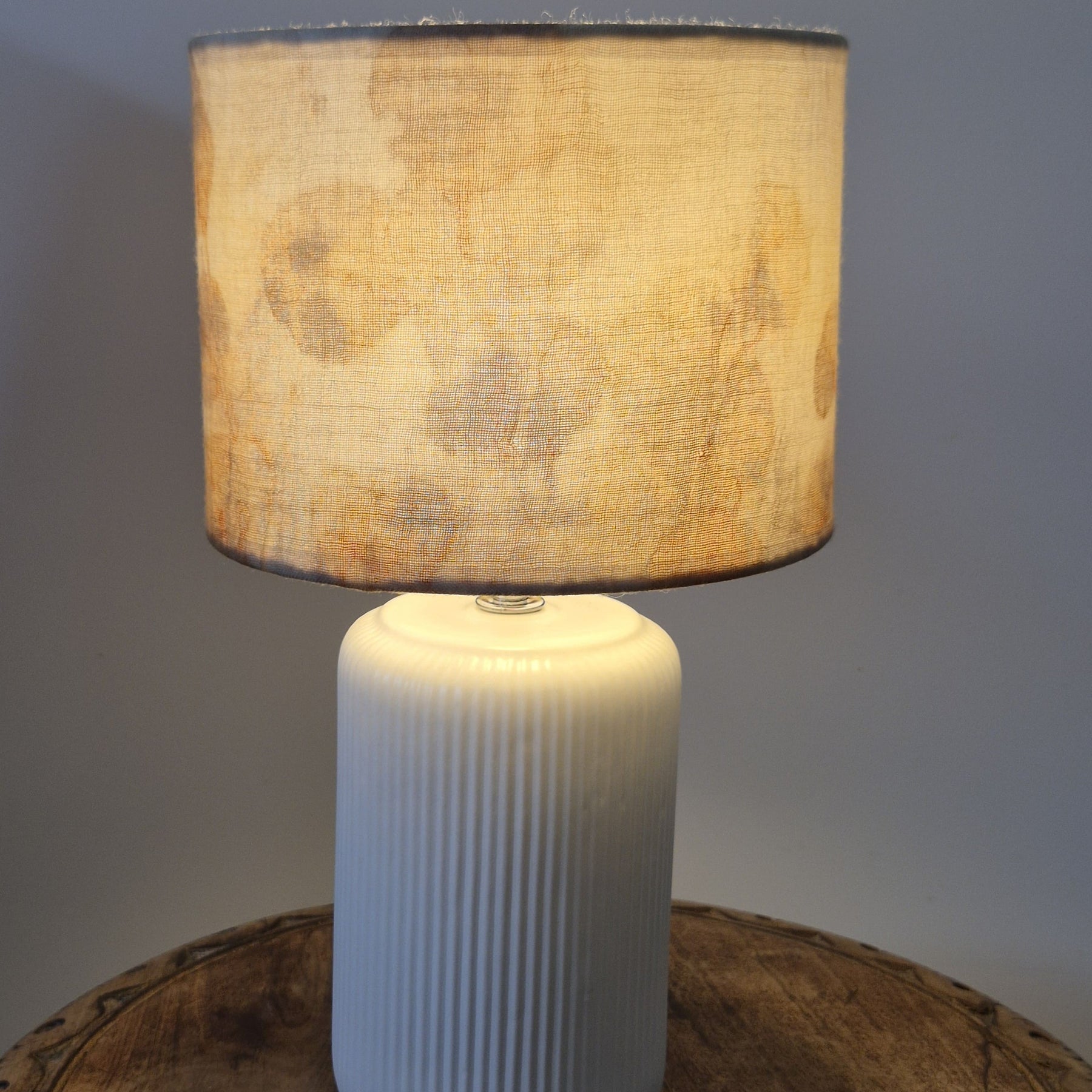 Unique lampshade ecoprinted eucalyptus on pure wool