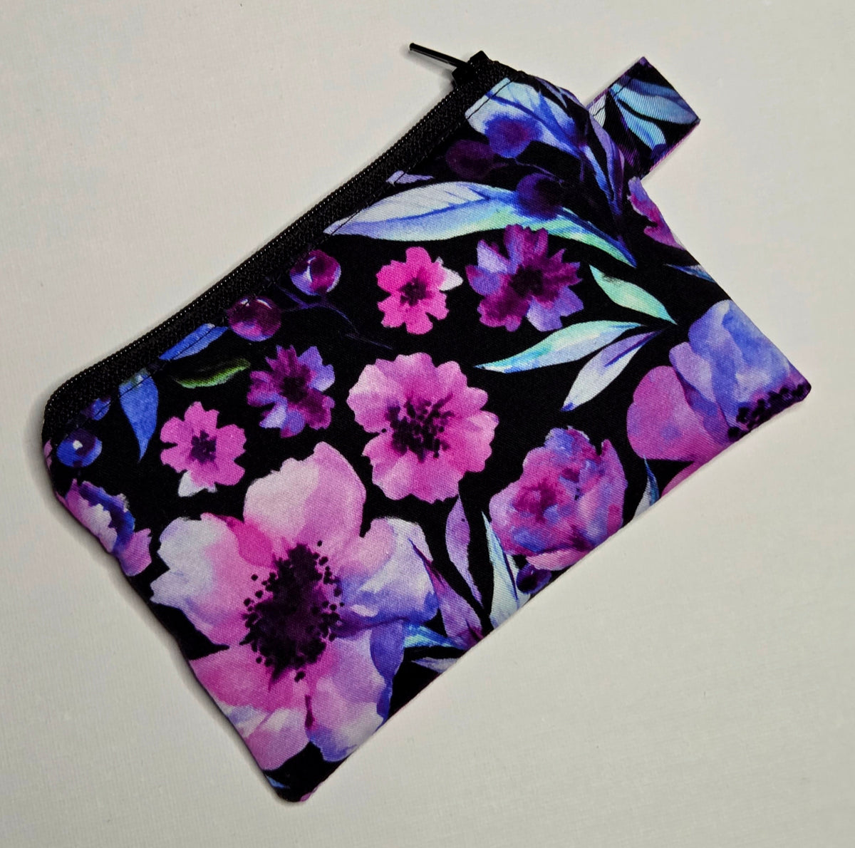 Small Double Pocket Pouch in watercolour floral print
