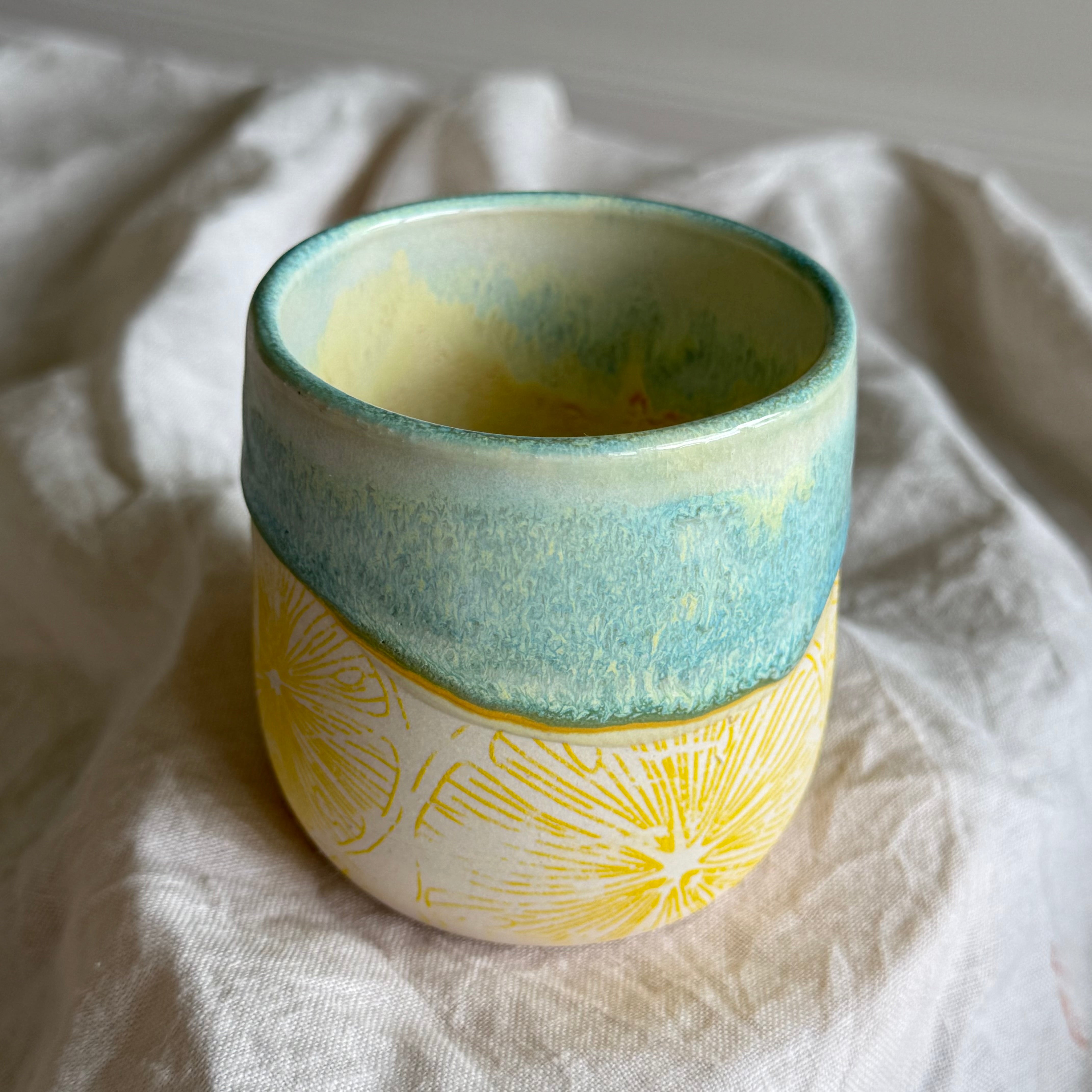 Handmade Lemon Pottery Tumbler | Wheel Thrown Ceramic Cup | Italian Summer Inspired  | (250ml)
