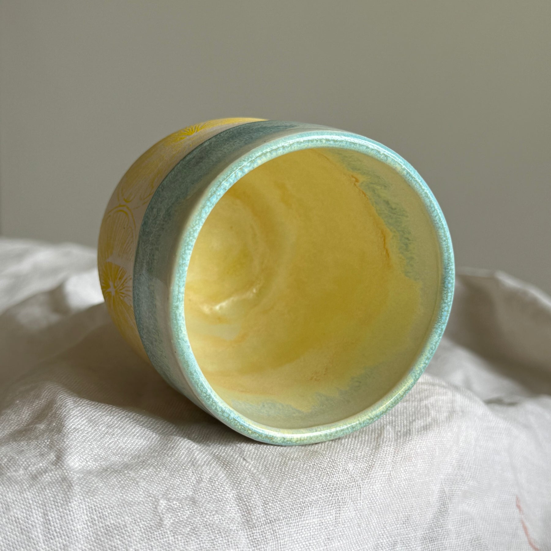 Handmade Lemon Pottery Tumbler | Wheel Thrown Ceramic Cup | Italian Summer Inspired  | (250ml)