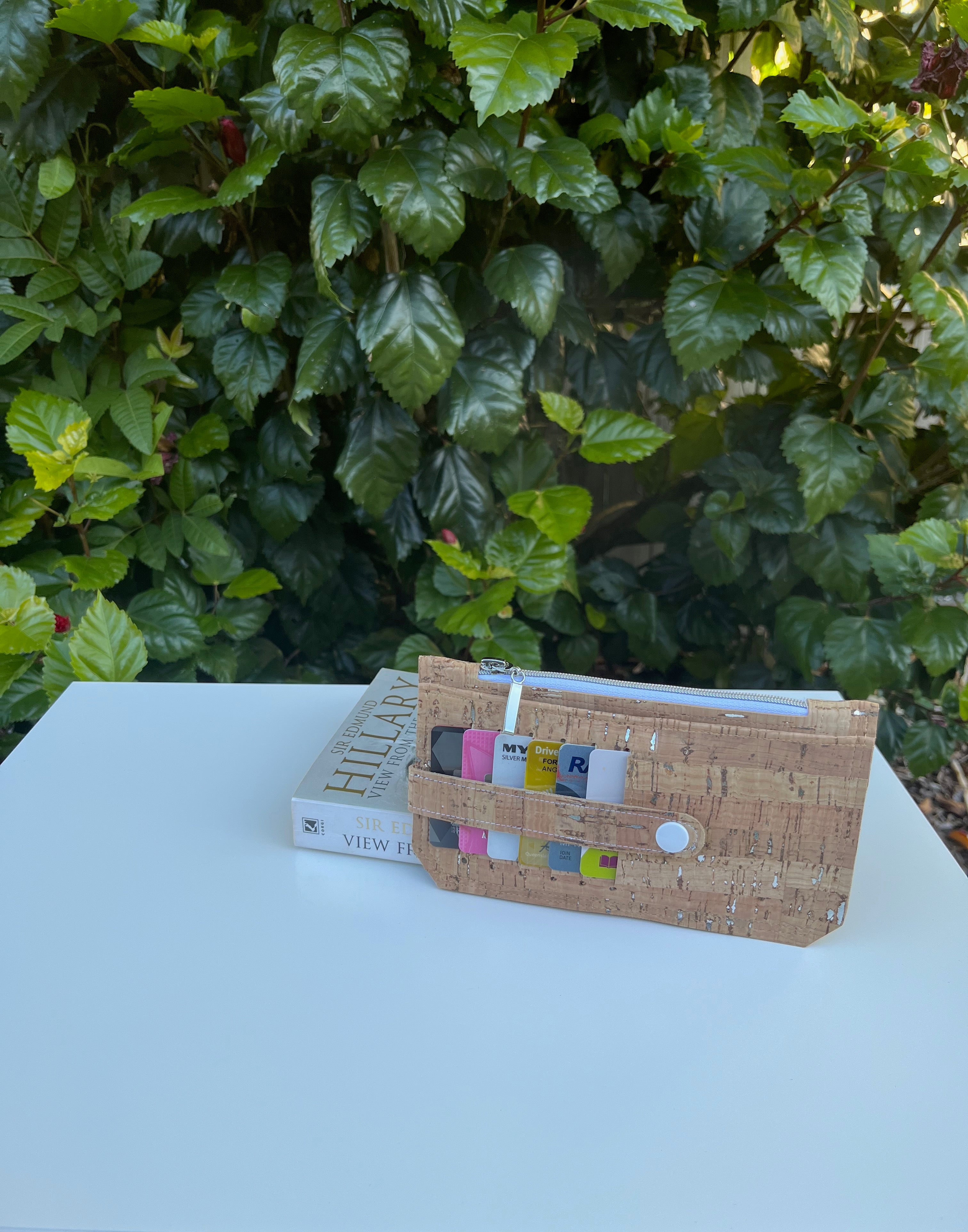 Purse Pal Wallet - Natural rustic Portuguese Cork with silver flecks (& white snap)