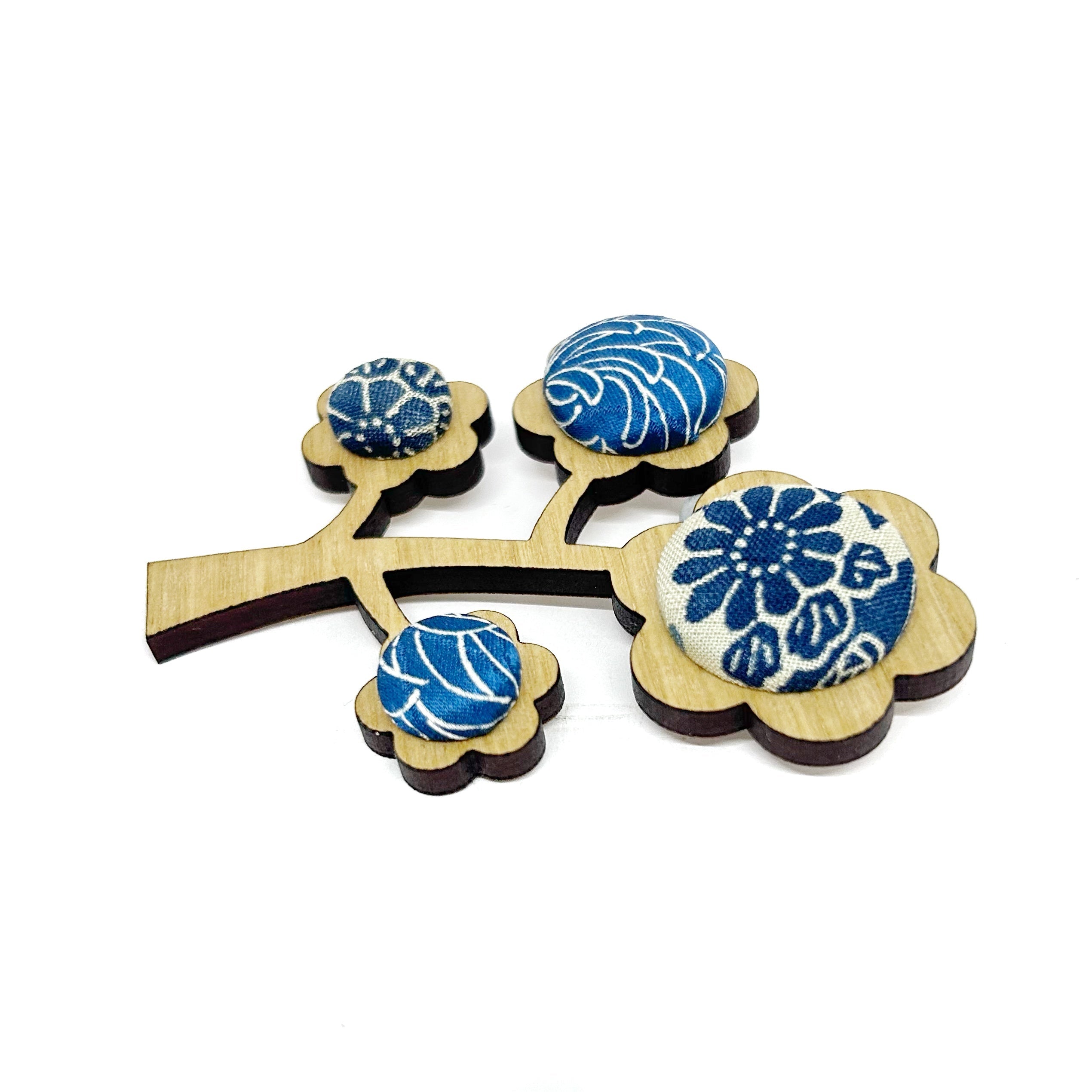 Kimono Tree Brooch - Cool Blues