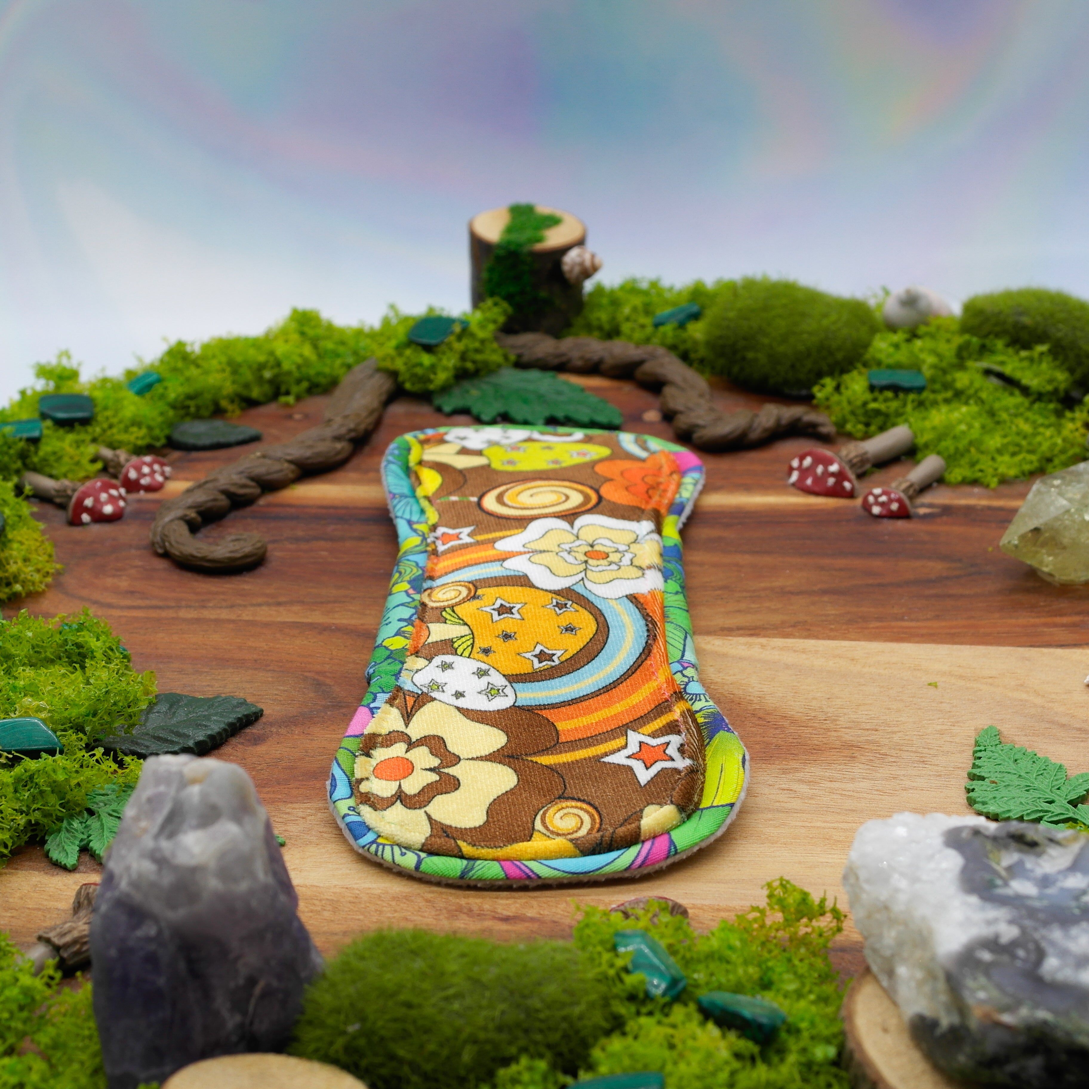 Eco-friendly reusable cloth pad 8" Heavy (Flutter) - natural retro