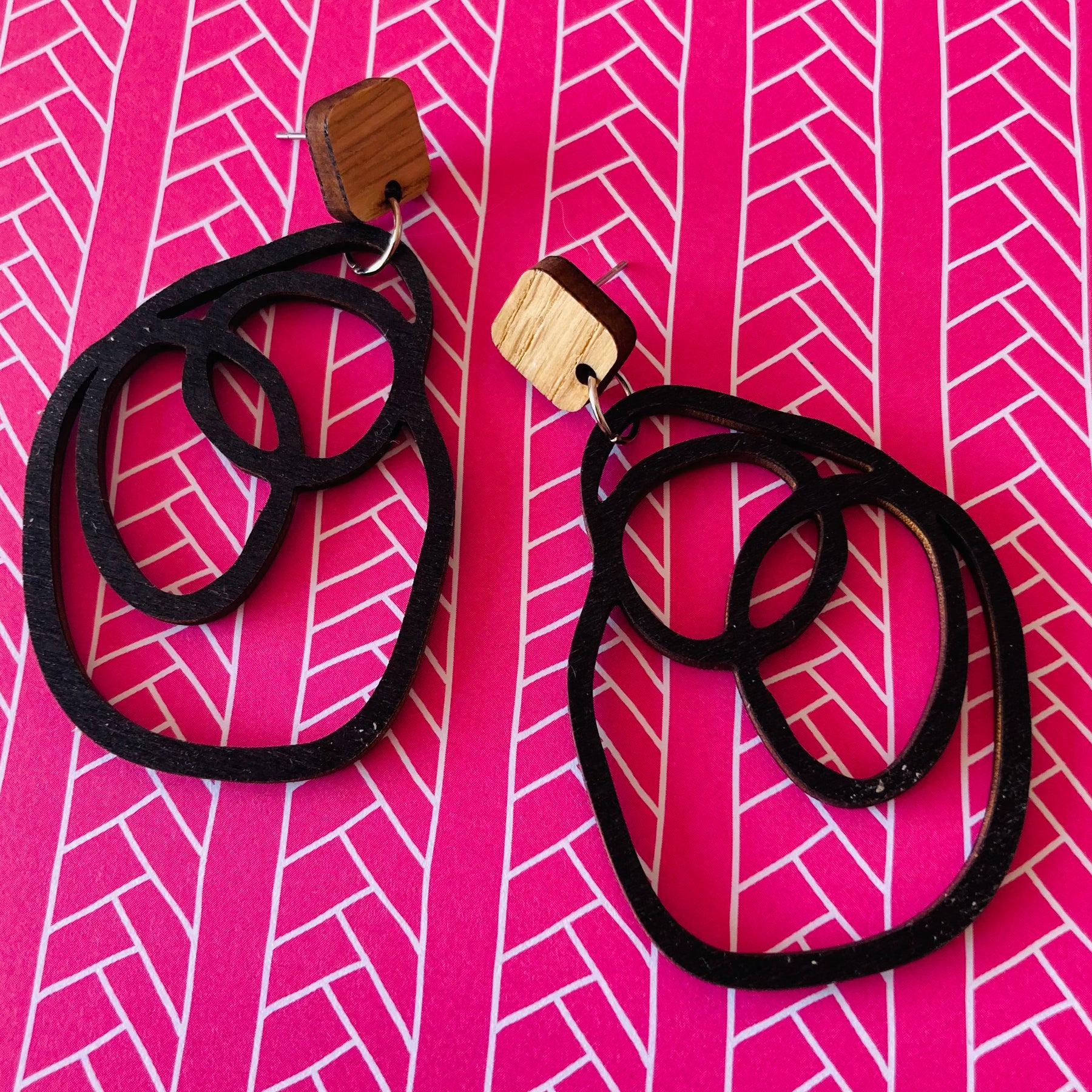 Wood squiggle earrings