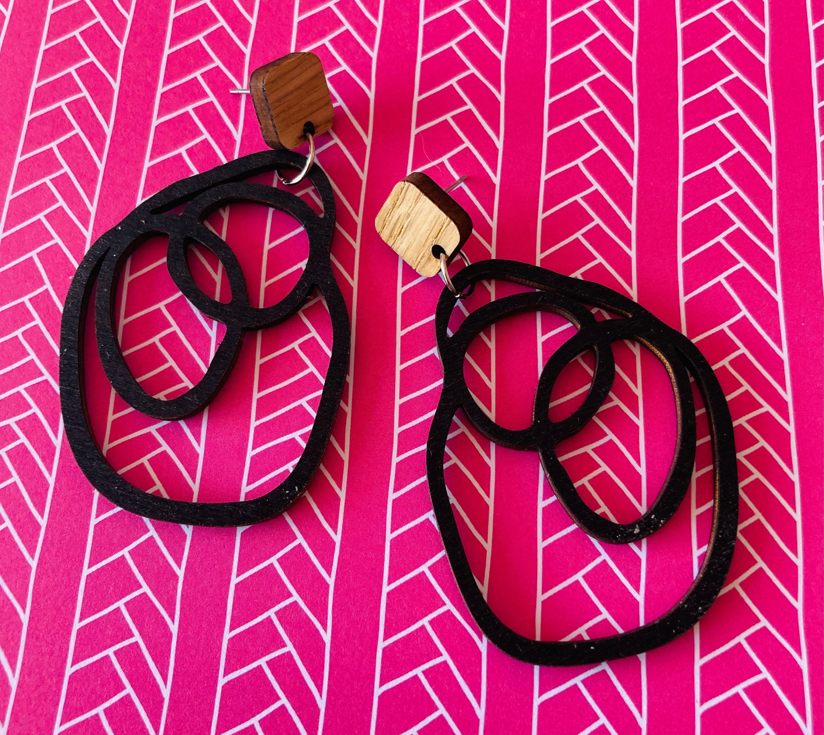 Wood squiggle earrings