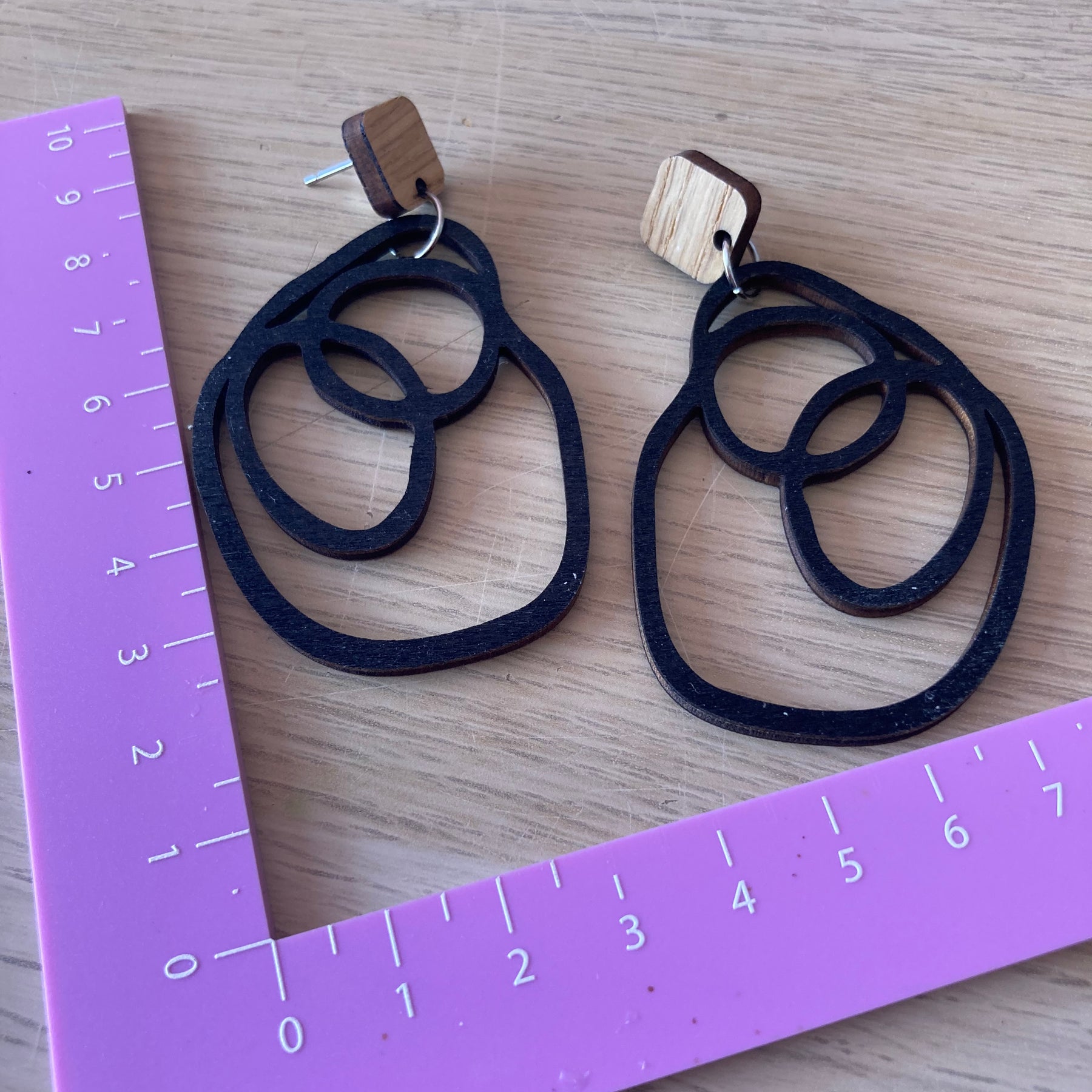 Wood squiggle earrings