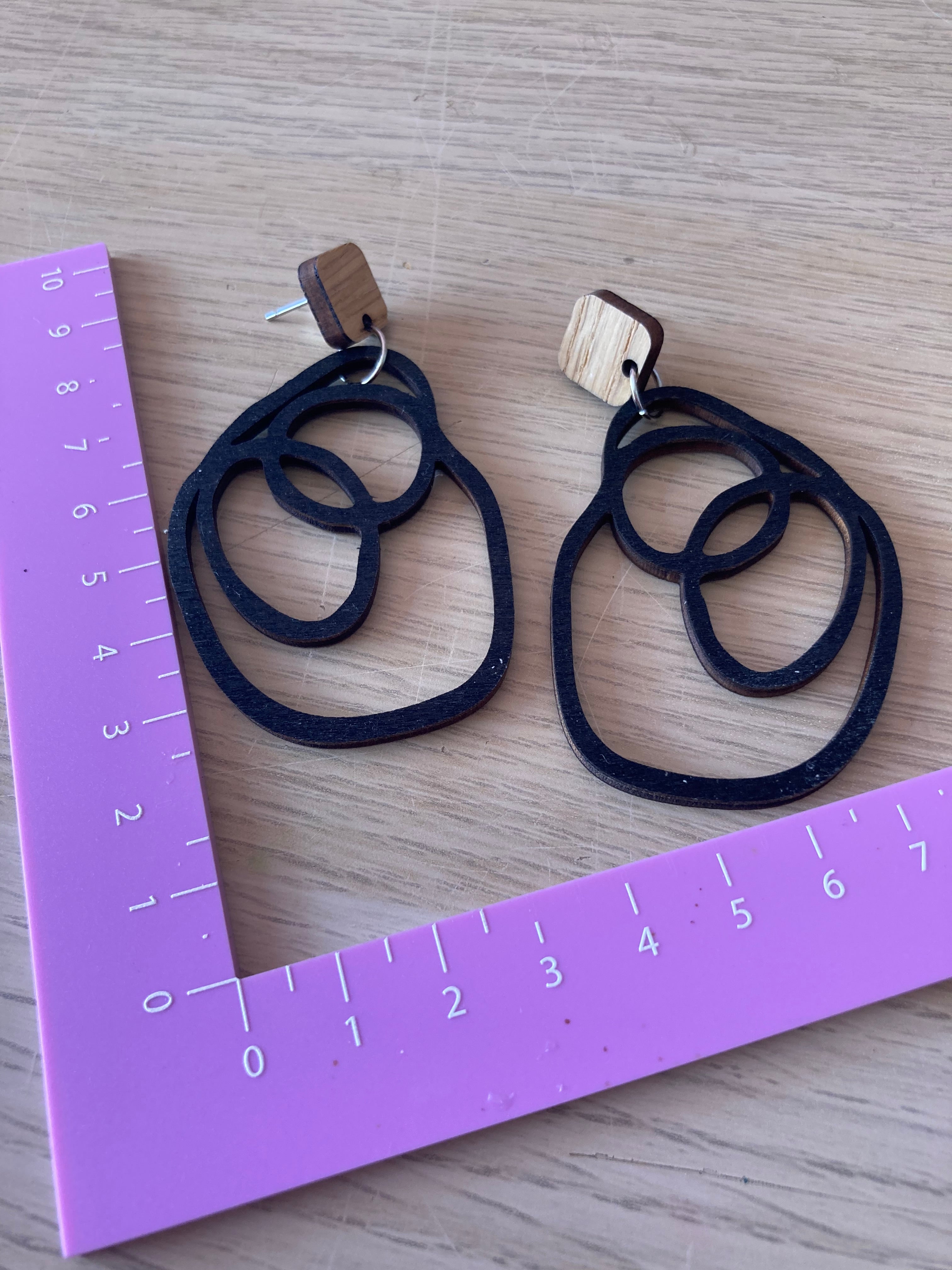 Wood squiggle earrings