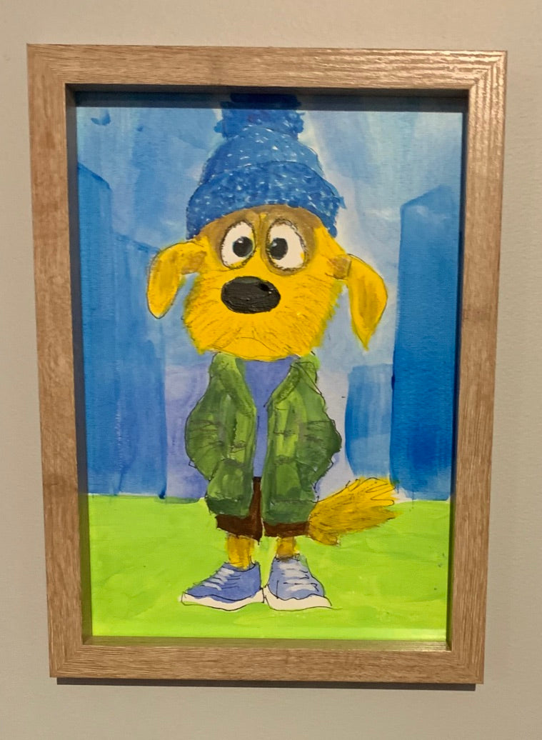 Dog In Beanie-Acrylic Framed Wall Art