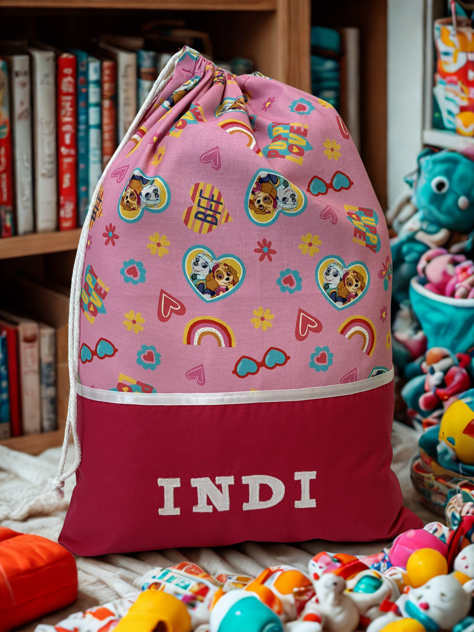 Children's Library Bag , Handmade, Personalised