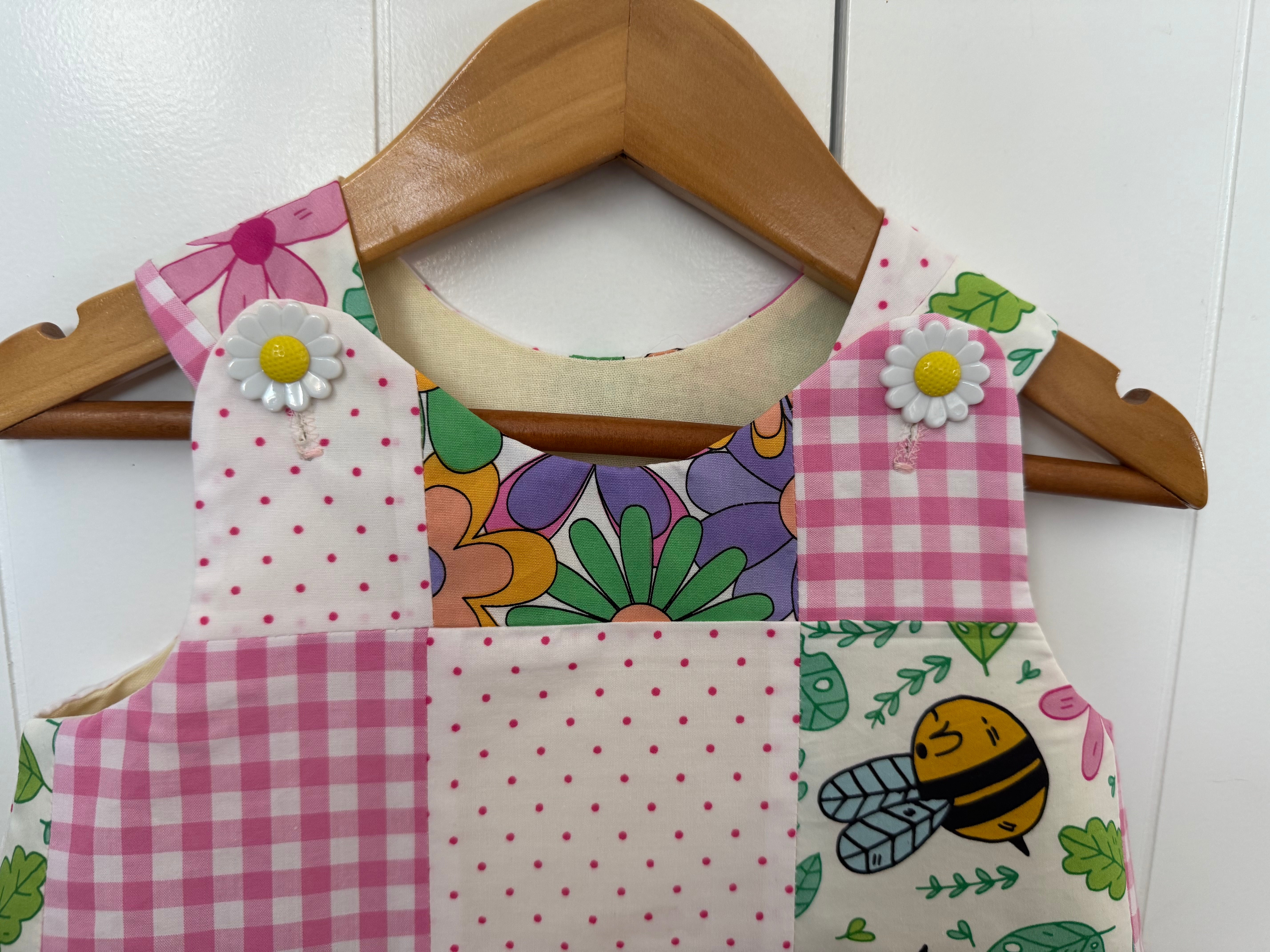 Patchwork Cotton Pinafore dress Size 2