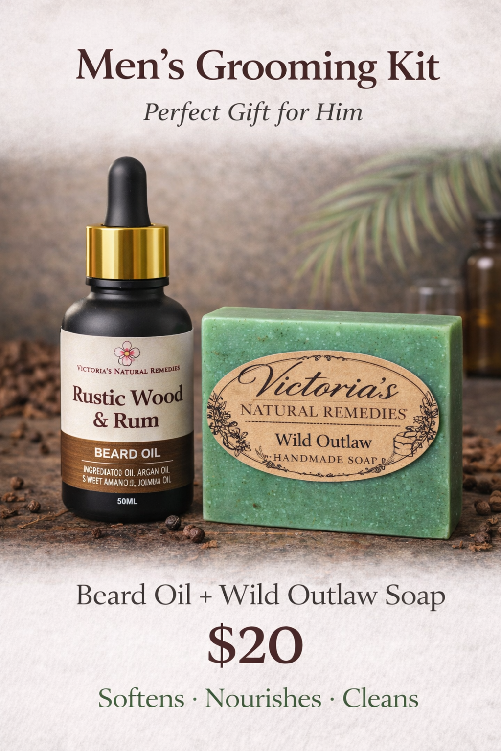 Men's Beard Grooming Kit Bundle - Soap & Oil Duo