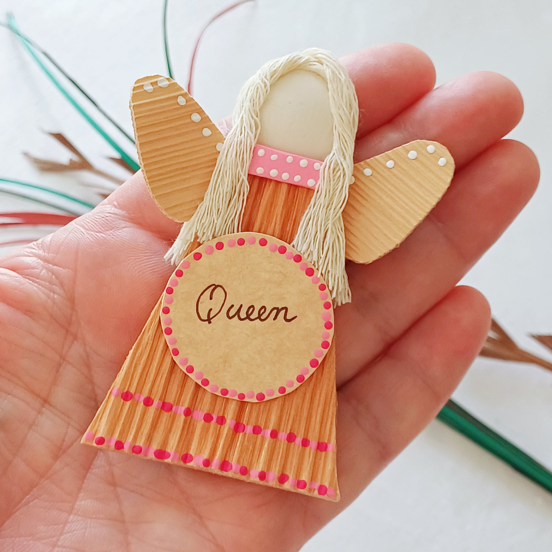 Hello - Little Palm Leaf Angel, Place for Handwritten Message