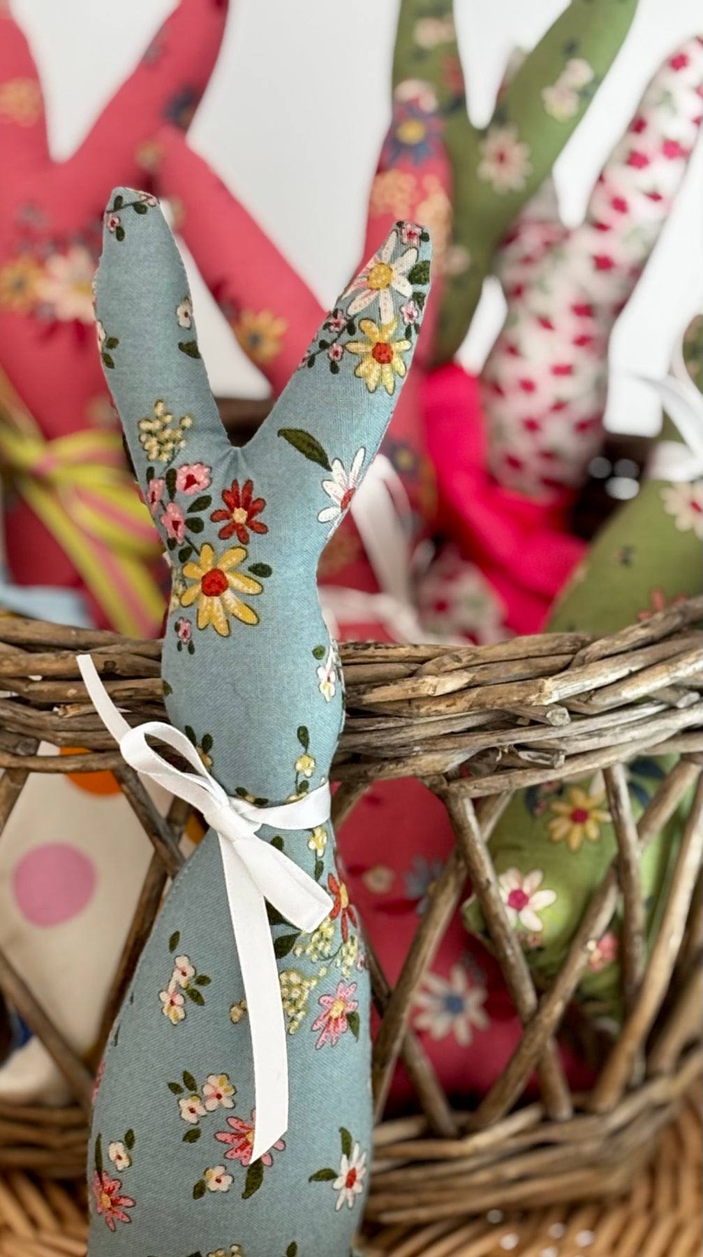 Blue Handmade Fabric Easter Bunny