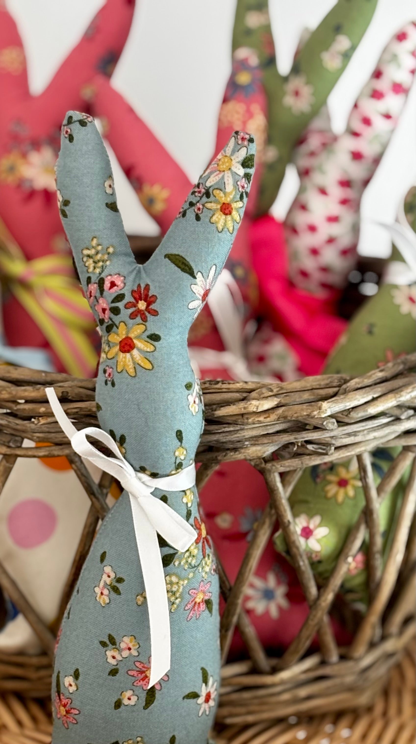 Blue Handmade Fabric Easter Bunny