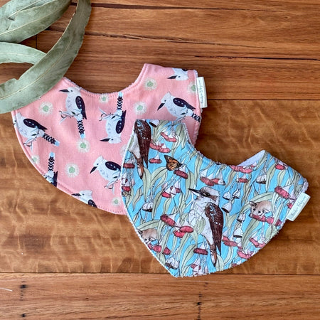Australiana Baby Bib Set | Happy Kookaburras | Ready to Ship