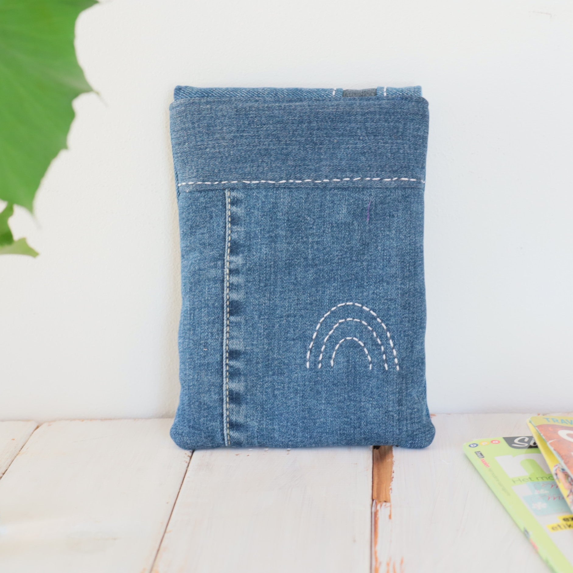 Kindle Sleeve, E-reader sleeve, Upcycled Denim, Hand dyed Patchwork