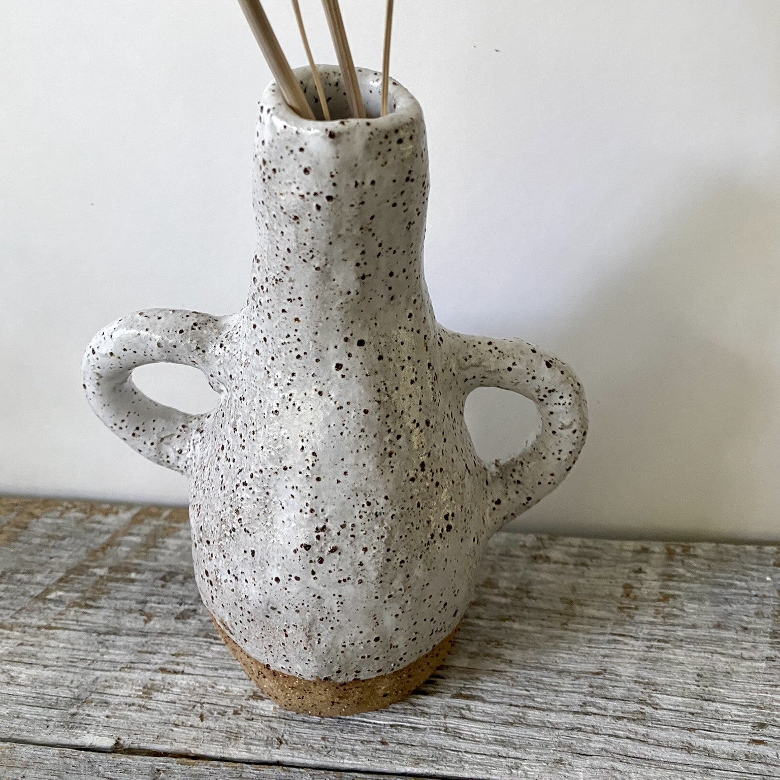 Ceramic Bud Vase - Rustic with white glaze