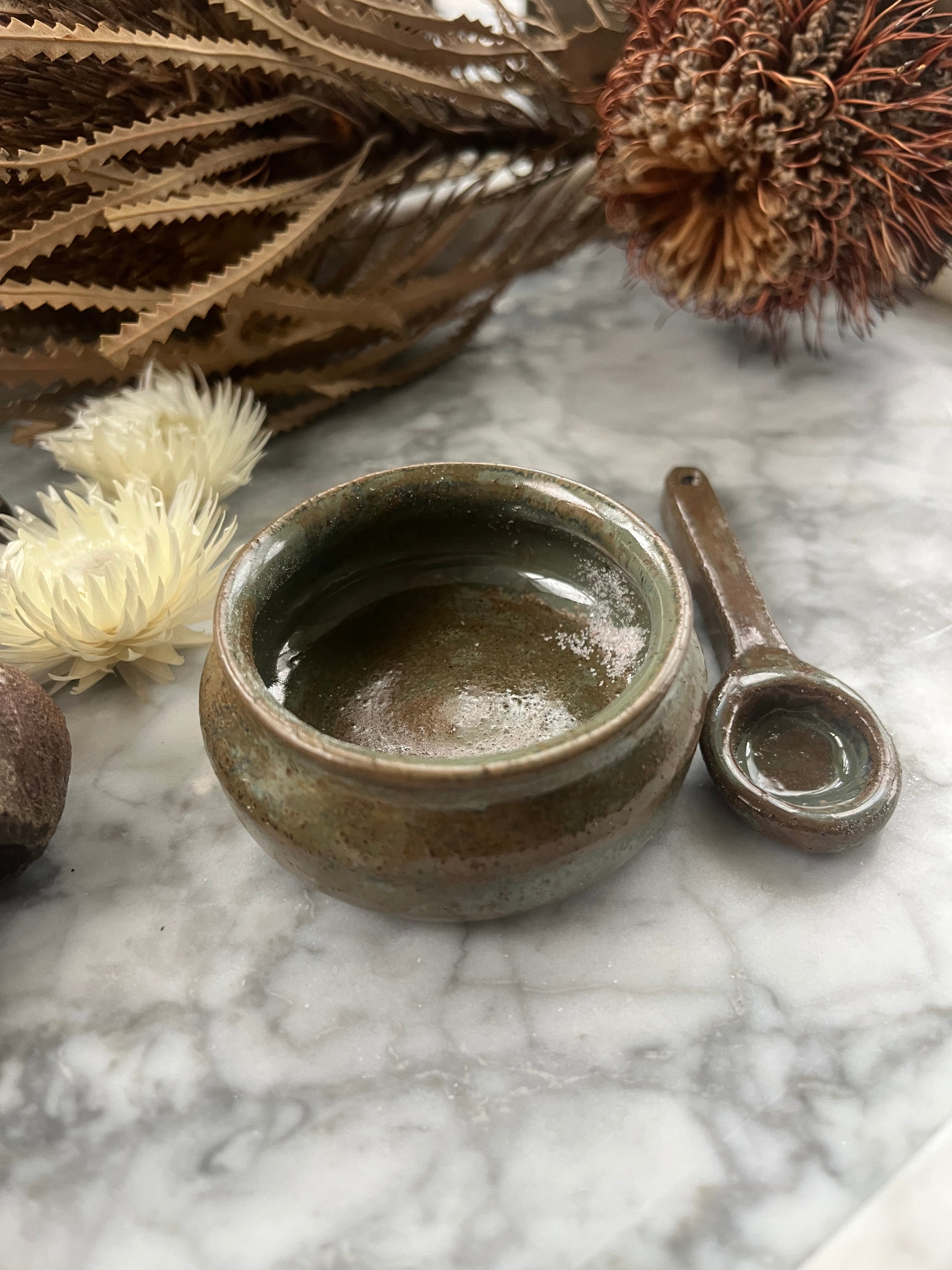 Ceramic Salt Dish with Spoon