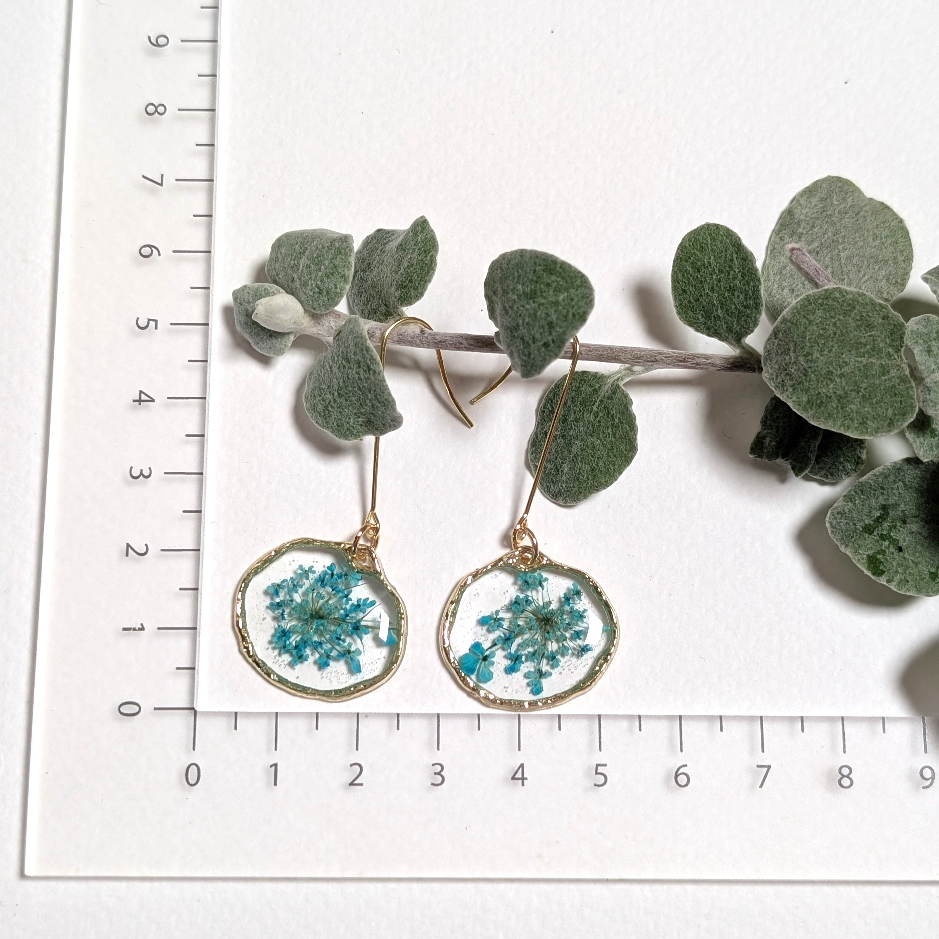 Queen Anne's Lace, teal dangles