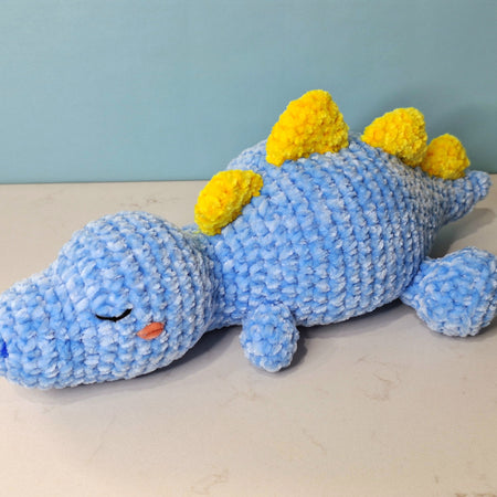 Sleepy Velvet Crocheted Dinosaur – Soft Plush Toy