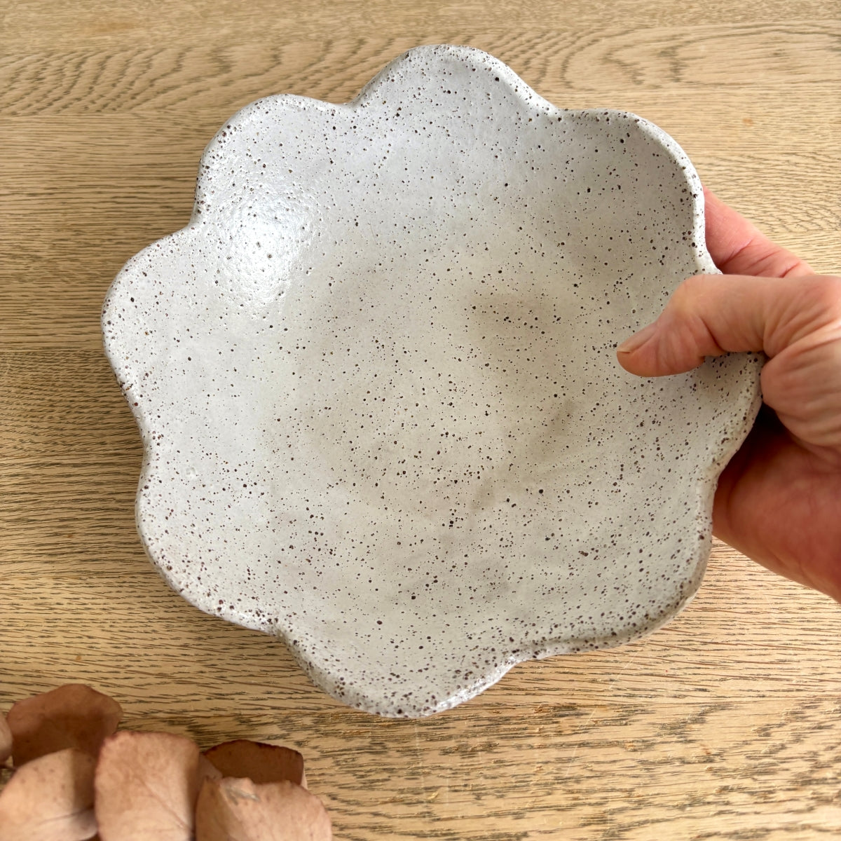 Rustic Ceramic Nesting Bowls | Flower Design | Set of 2