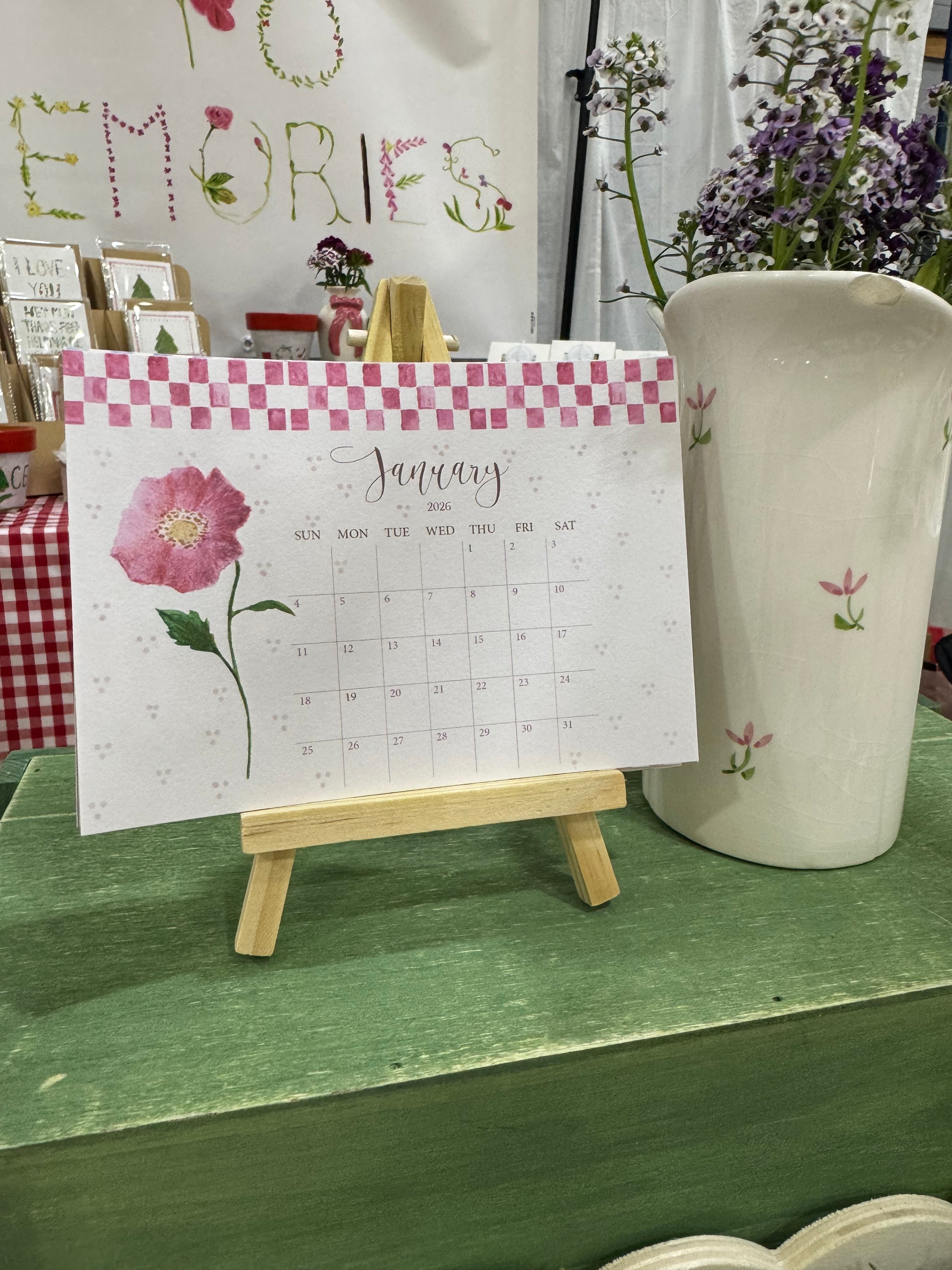 2026 Desk Calendar & Wooden Stand