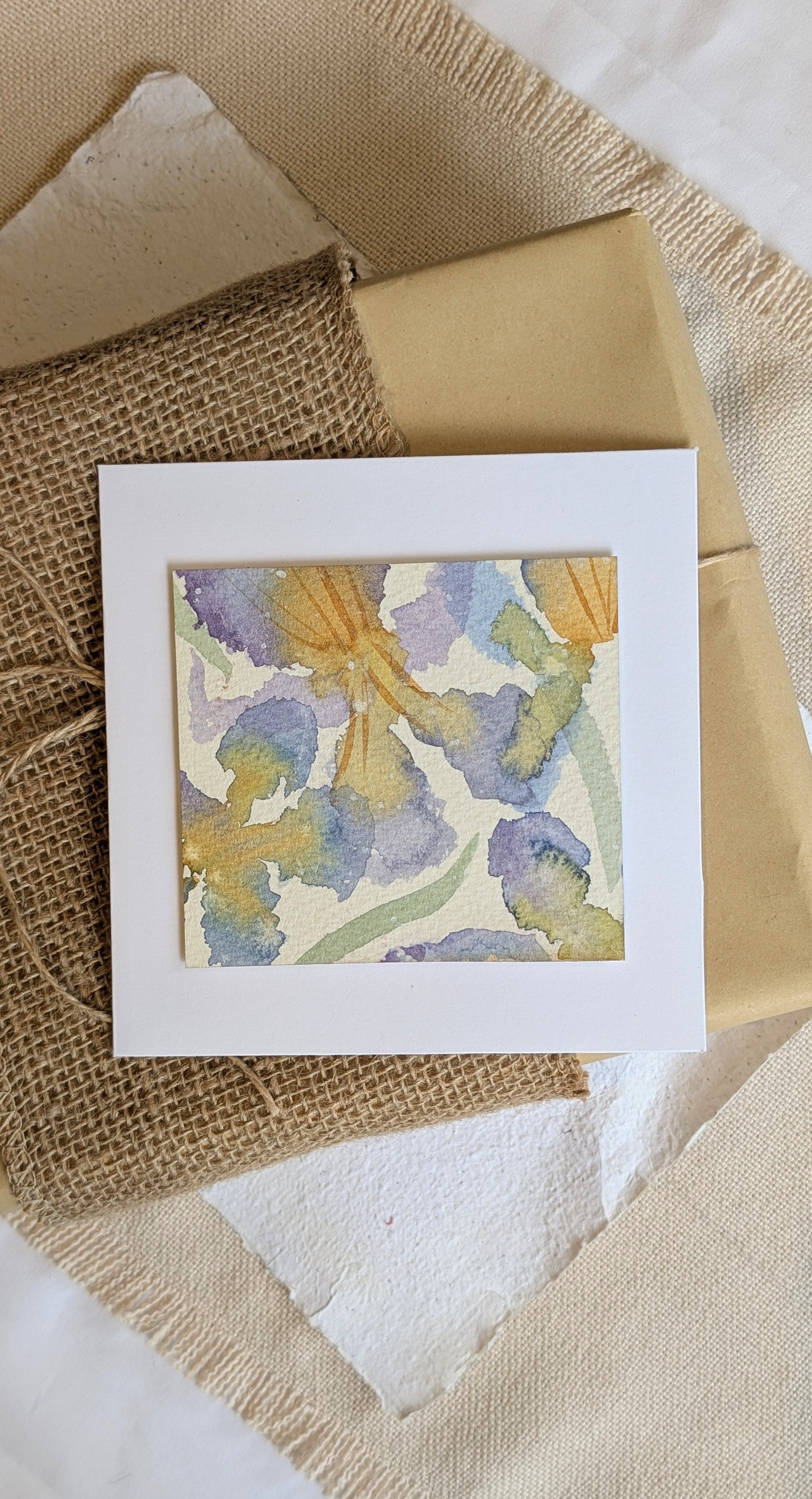 Hand Painted Iris-Inspired Watercolour Gift Card