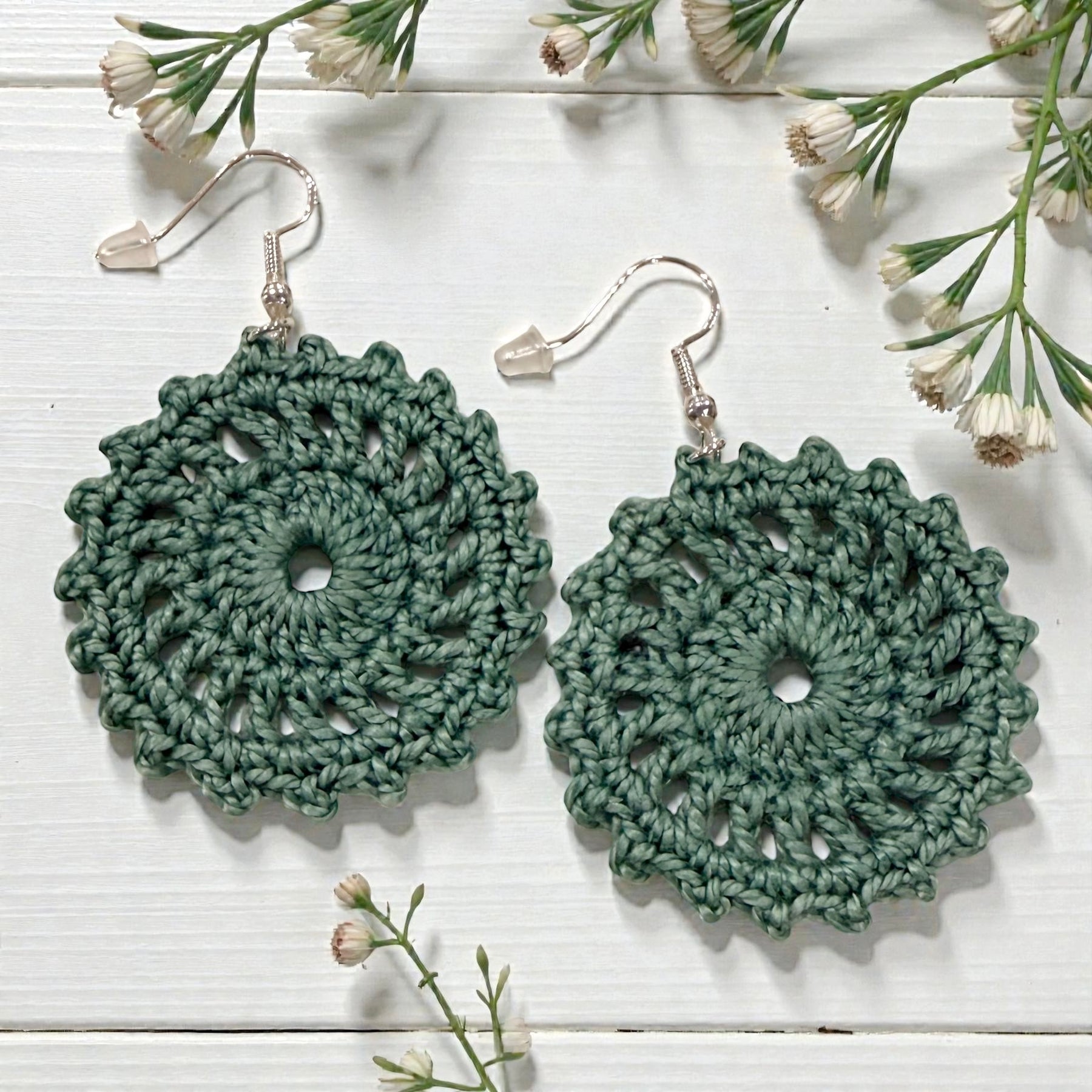 Crochet Earrings - Sunburst Collection: Sagebrush