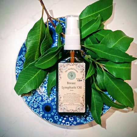 Organic Breast Lymphatic Oil. 50ml. To support gentle lymphatic flow, tissue softness, and daily self-care.