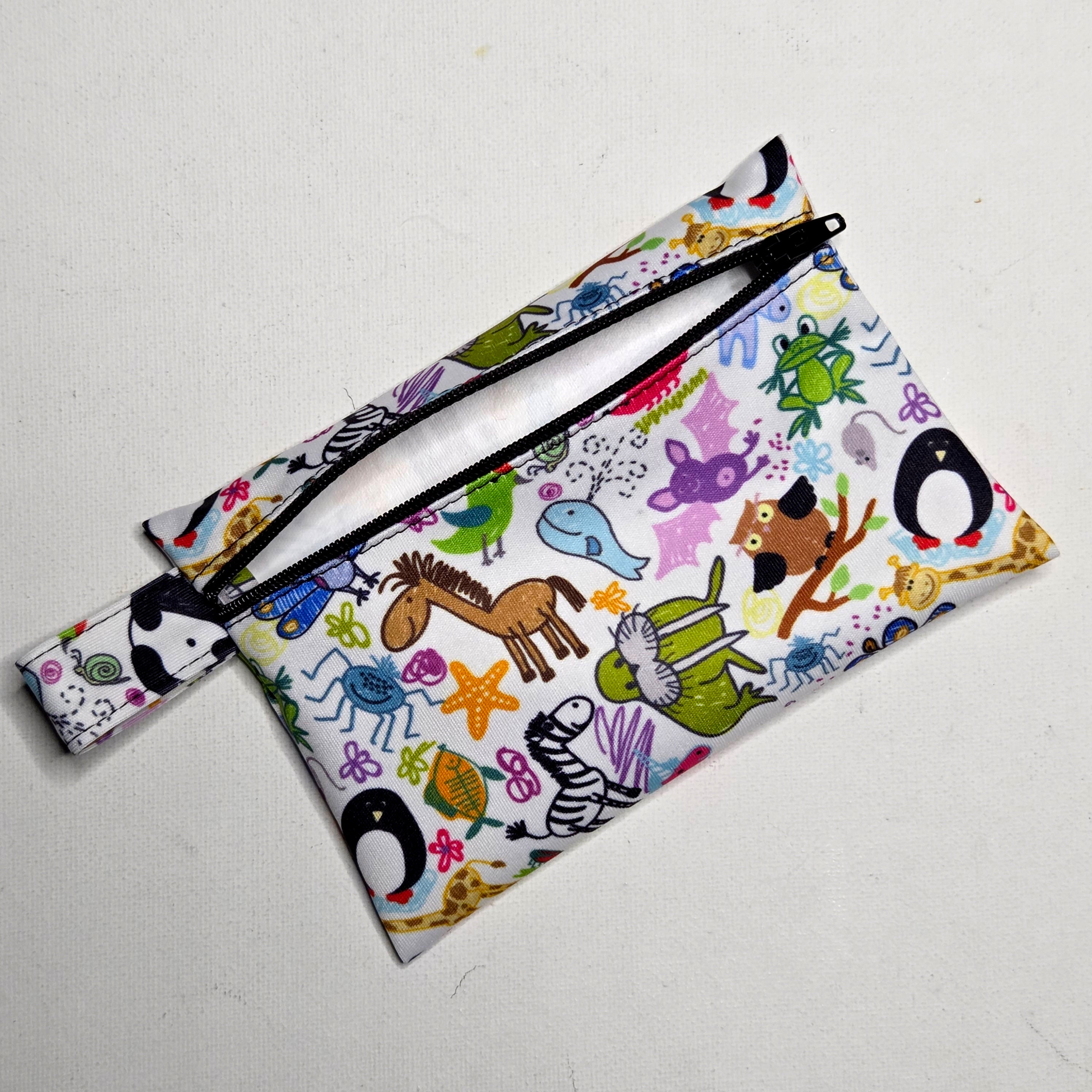 Mini Wet Bag, Colourful Drawing fabric, 15cms x 10cms