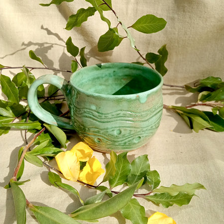 Light jade green hand made mug