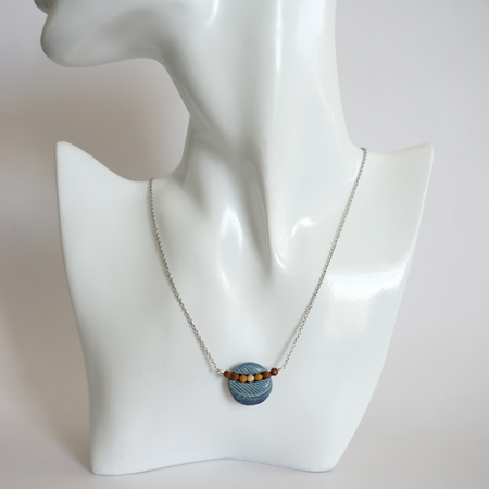 Denim and Jaspar Stone Beads Necklace