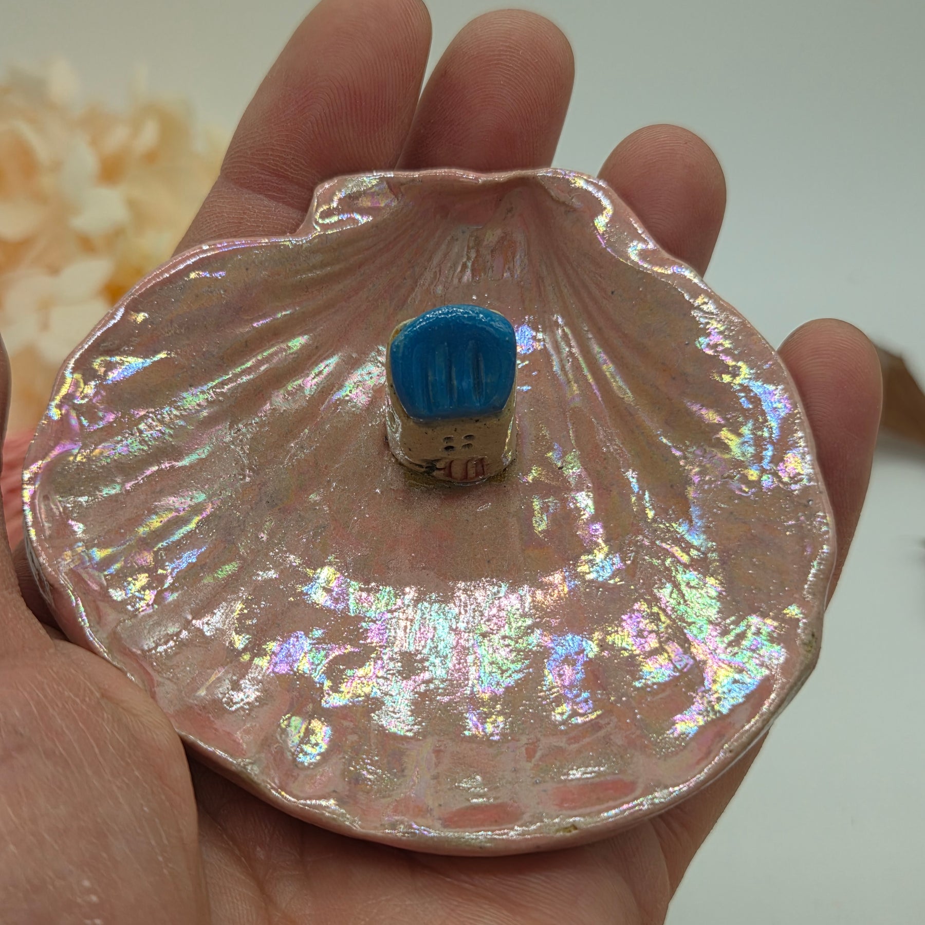 Irridescent Seashell Ring Dish - Blue Roof House
