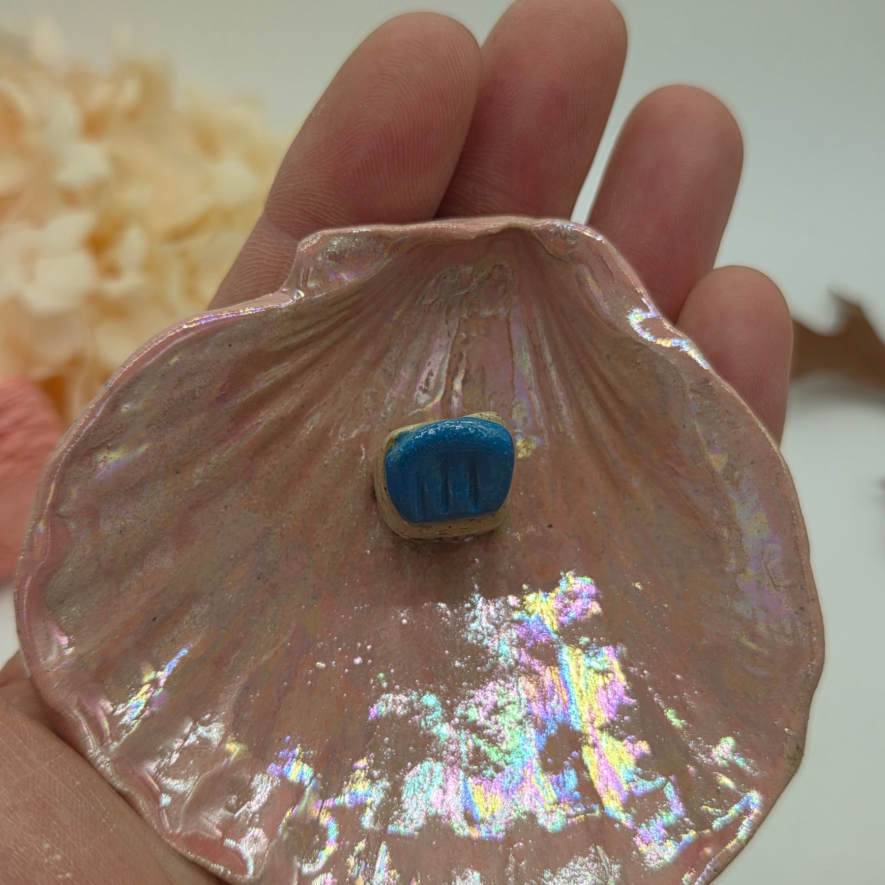 Irridescent Seashell Ring Dish - Blue Roof House