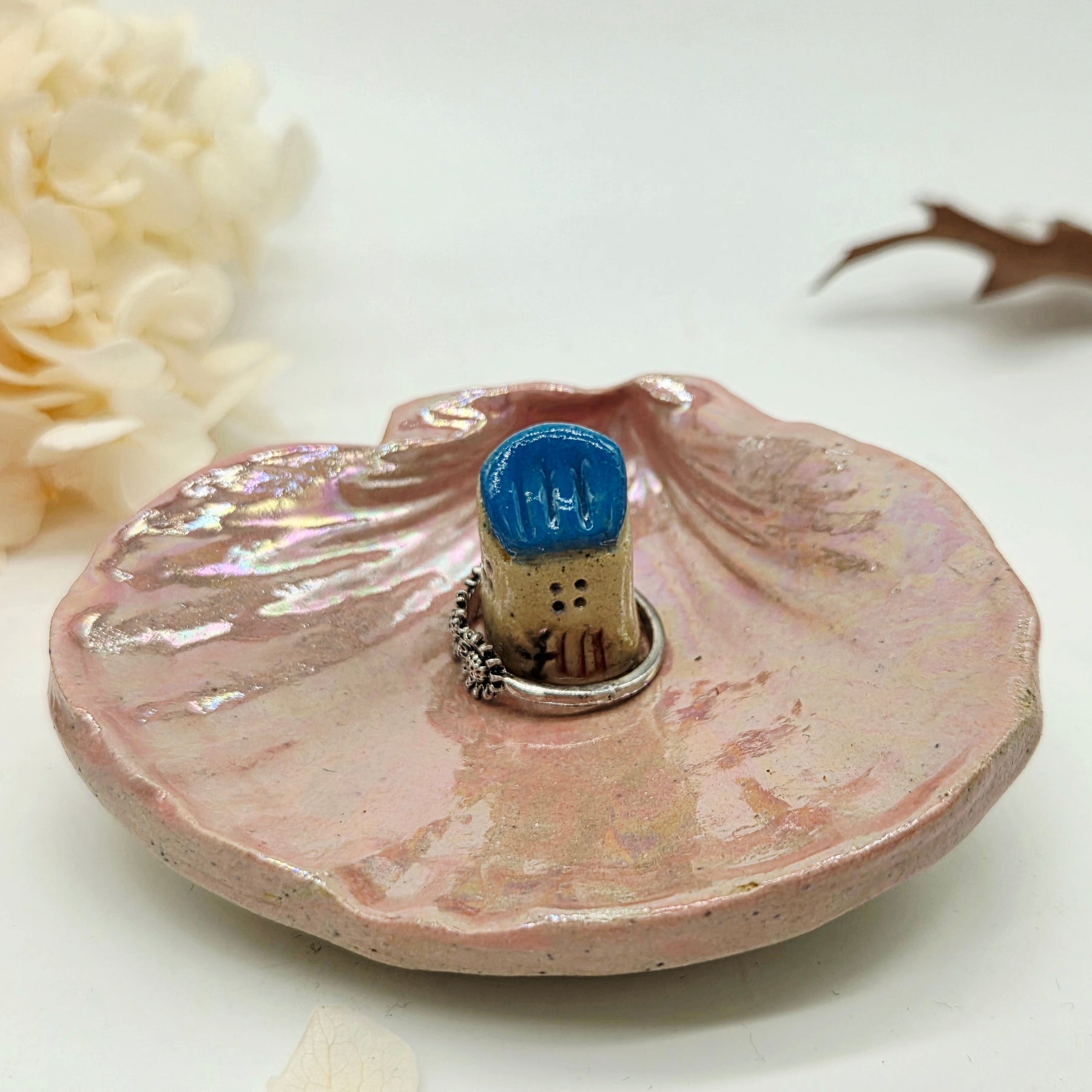 Irridescent Seashell Ring Dish - Blue Roof House