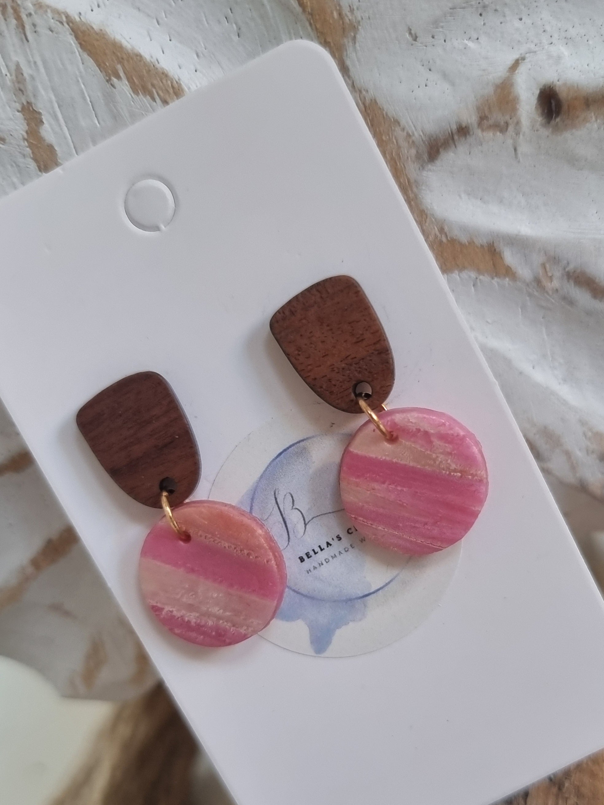 Rosé Timber Drops Small Dangle